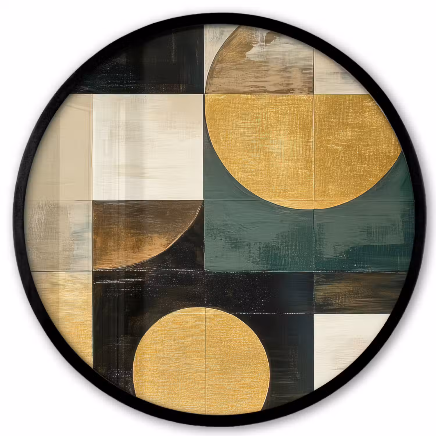 Abstract - Goud - Brons - Vormen - Geometrisch Fotolijst rond zonder passe partout klein -3d