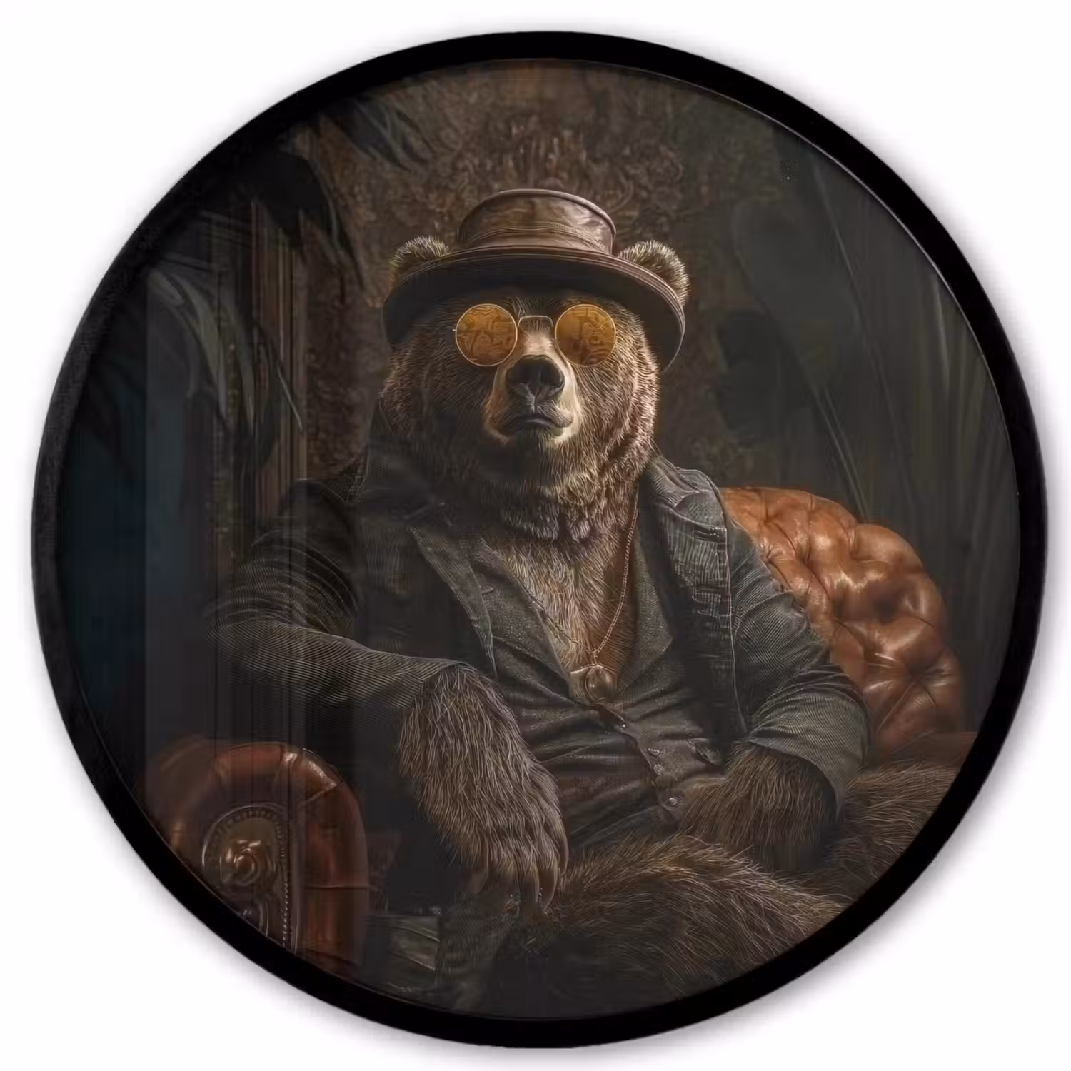 Beer - Bruin - Pak - Hoed Fotolijst rond zonder passe partout klein -3d
