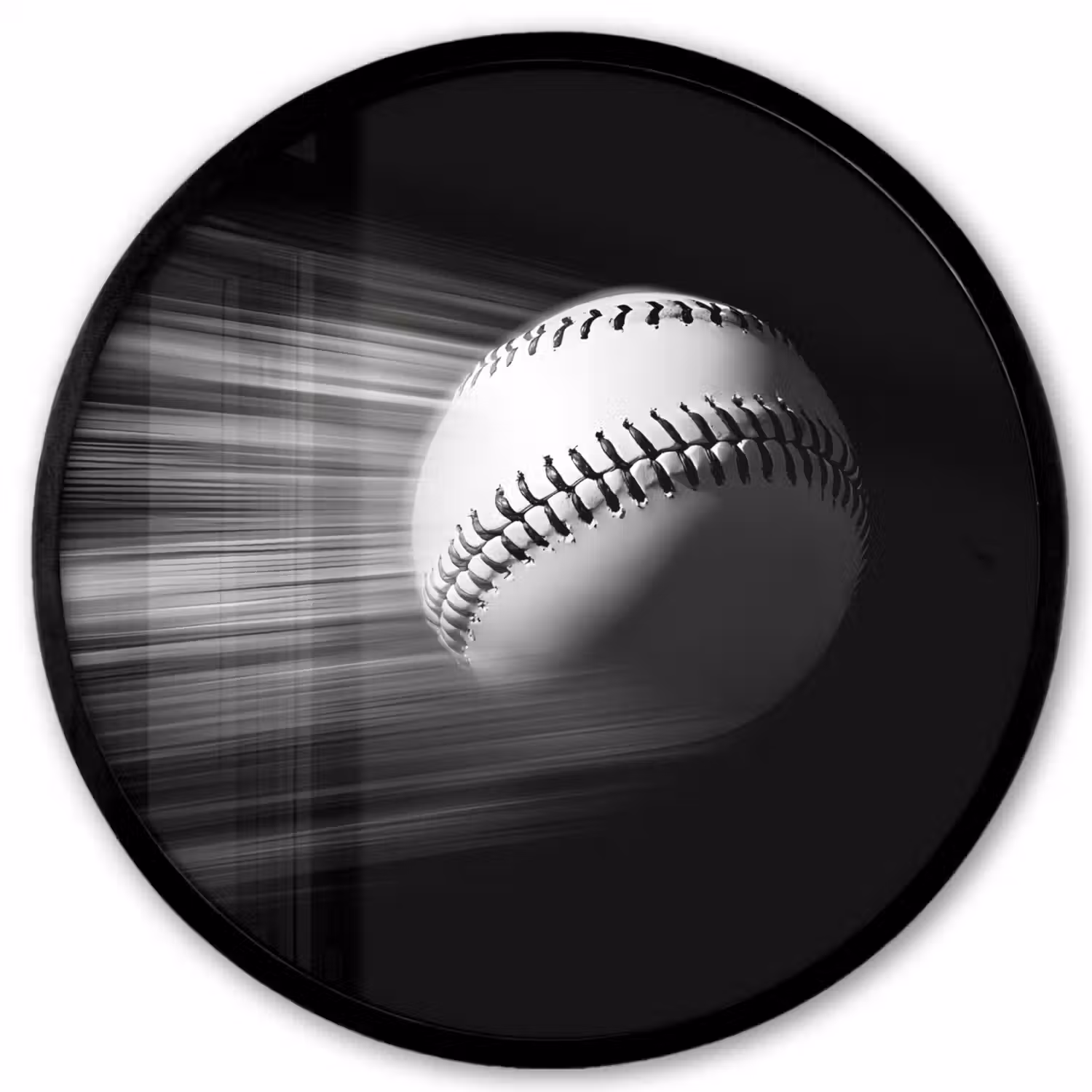Honkbal - Wit - Vliegt Fotolijst rond zonder passe partout klein -3d