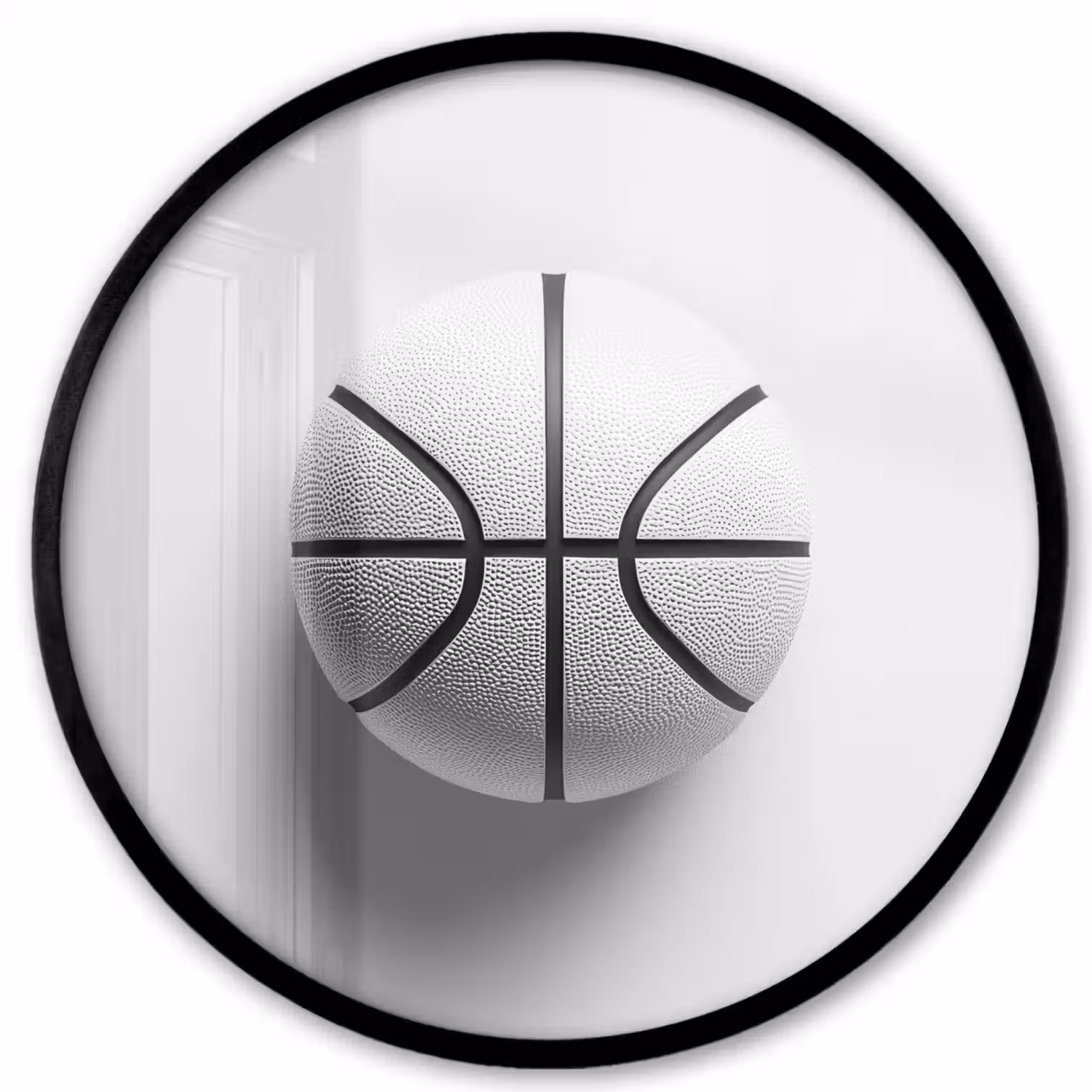 Basketbal - Wit - Schaduw - Lijnen Fotolijst rond zonder passe partout klein -3d
