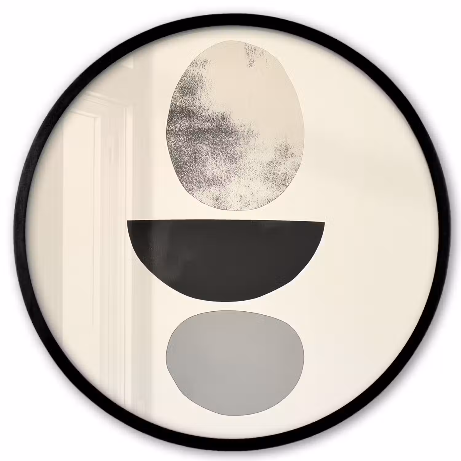Beige - Japandi - Wabi sabi Fotolijst rond zonder passe partout klein -3d