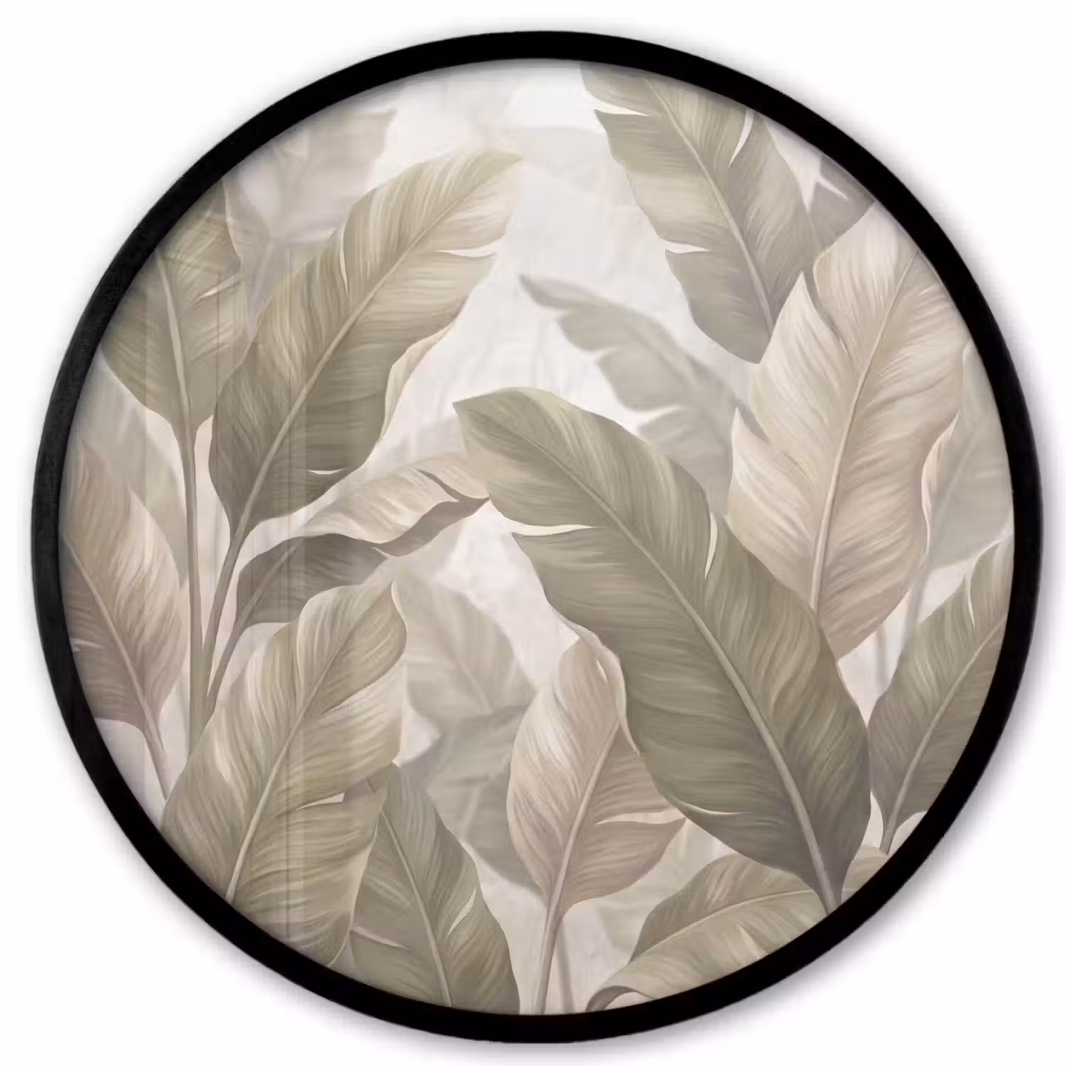 Bladeren - Tropisch - Natuur - Abstract - Beige Fotolijst rond zonder passe partout klein -3d