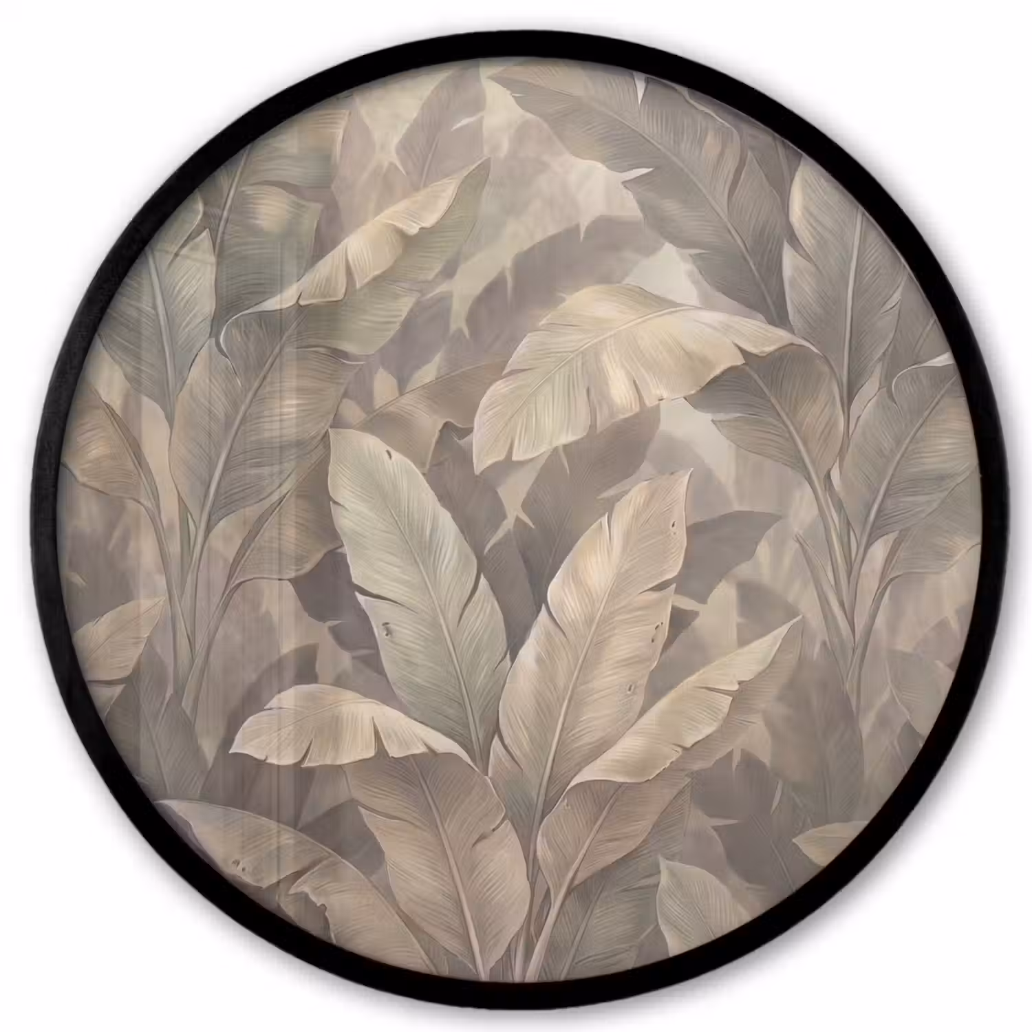 Bladeren - Tropisch - Natuur - Modern - Beige Fotolijst rond zonder passe partout klein -3d