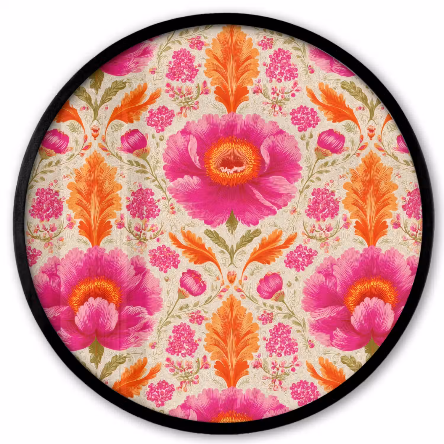 Bloemen - Barok - Roze - Oranje Fotolijst rond zonder passe partout klein 856 -3d