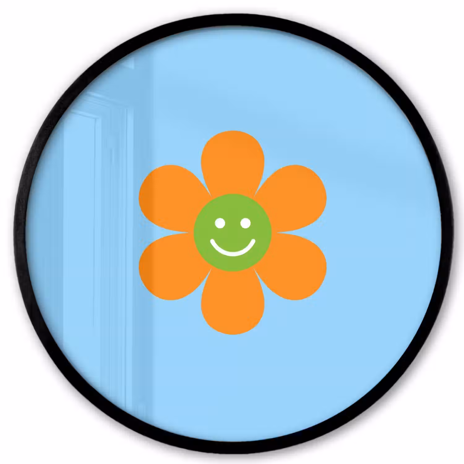 Bloem - Smiley - Kleurrijk Fotolijst rond zonder passe partout klein -3d
