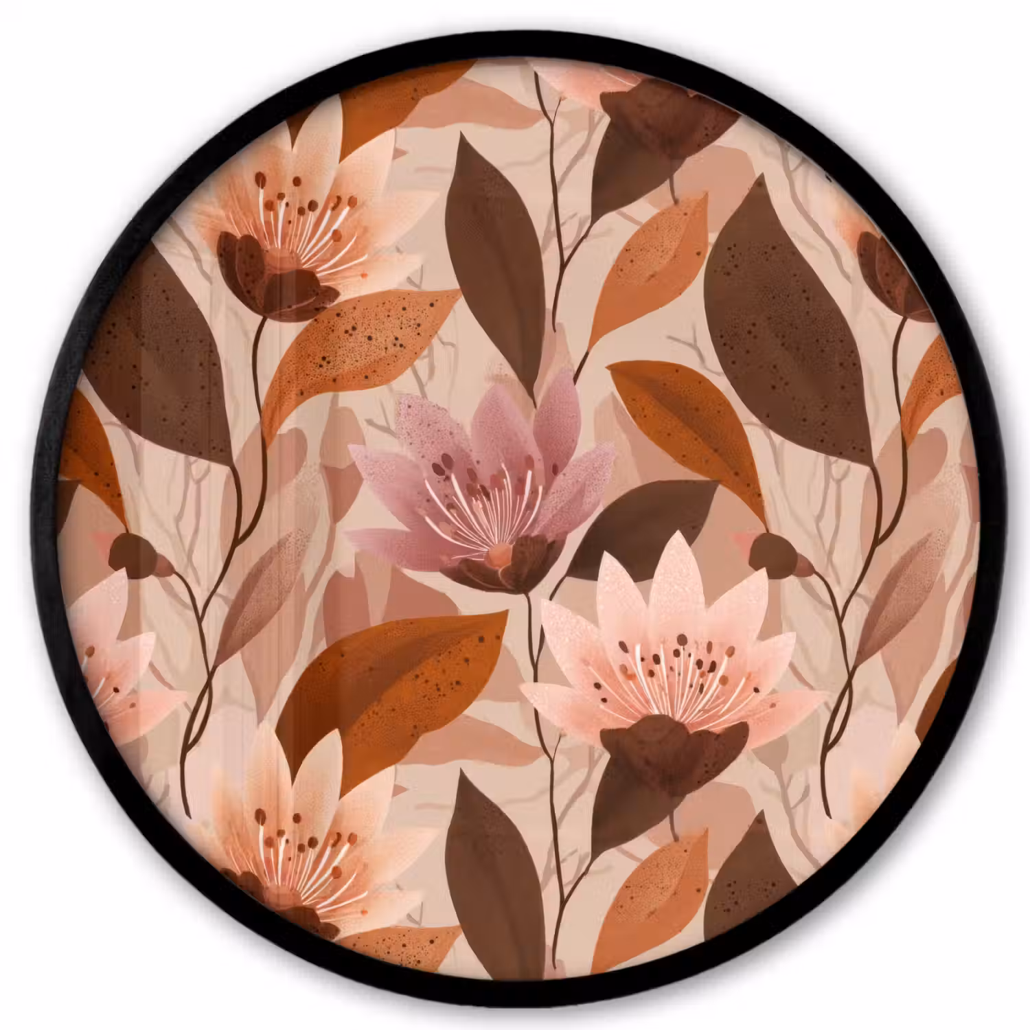 Bloemen - Bladeren - Bruin Fotolijst rond zonder passe partout klein 856 -3d
