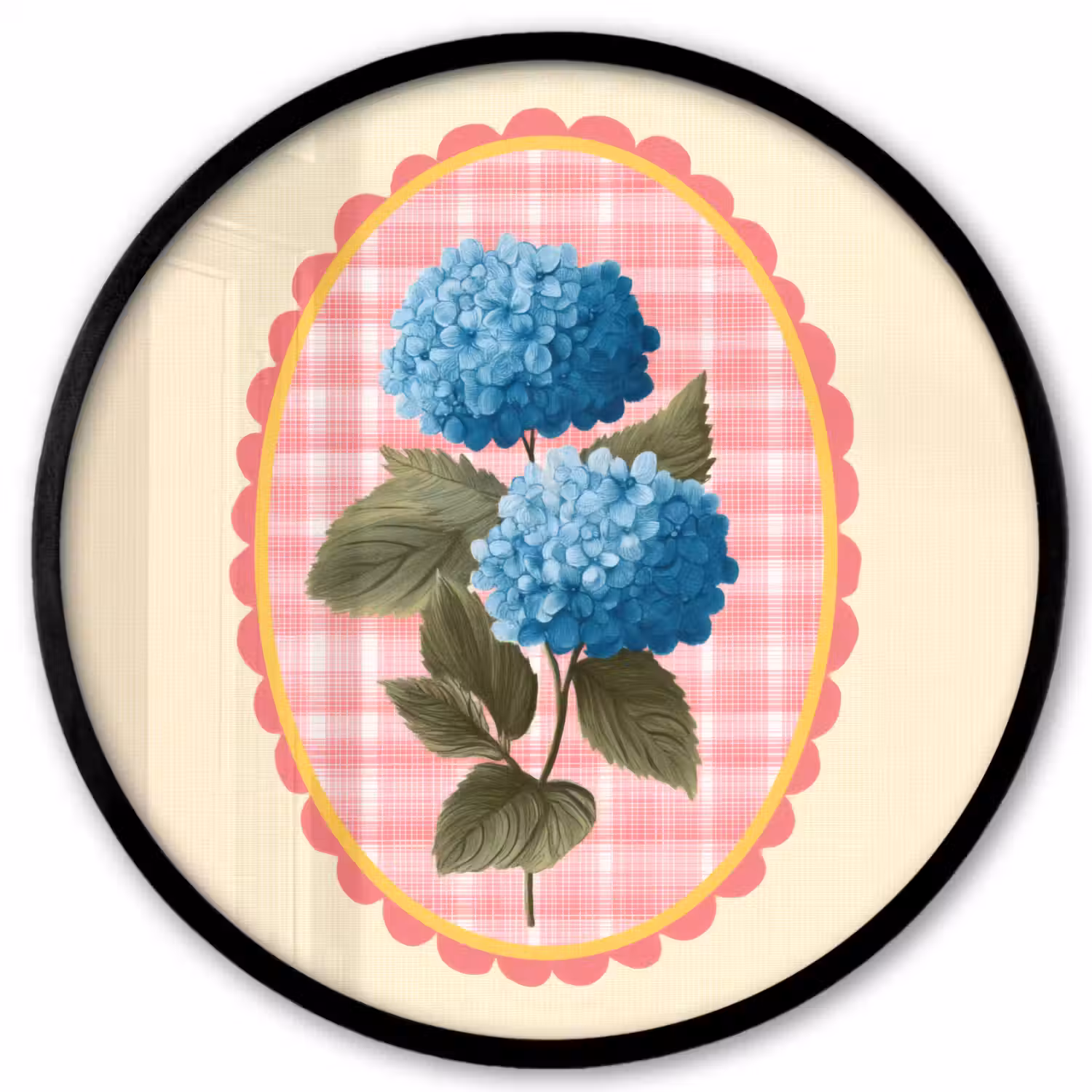 Bloemen - Blauw - Lijst - Bladeren Fotolijst rond zonder passe partout klein -3d