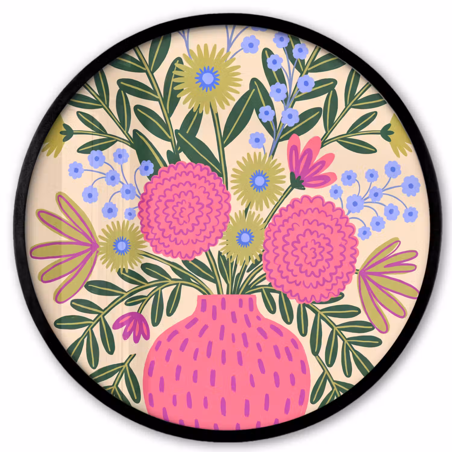 Bloemen - Boeket - Natuur - Abstract - Roze Fotolijst rond zonder passe partout klein -3d