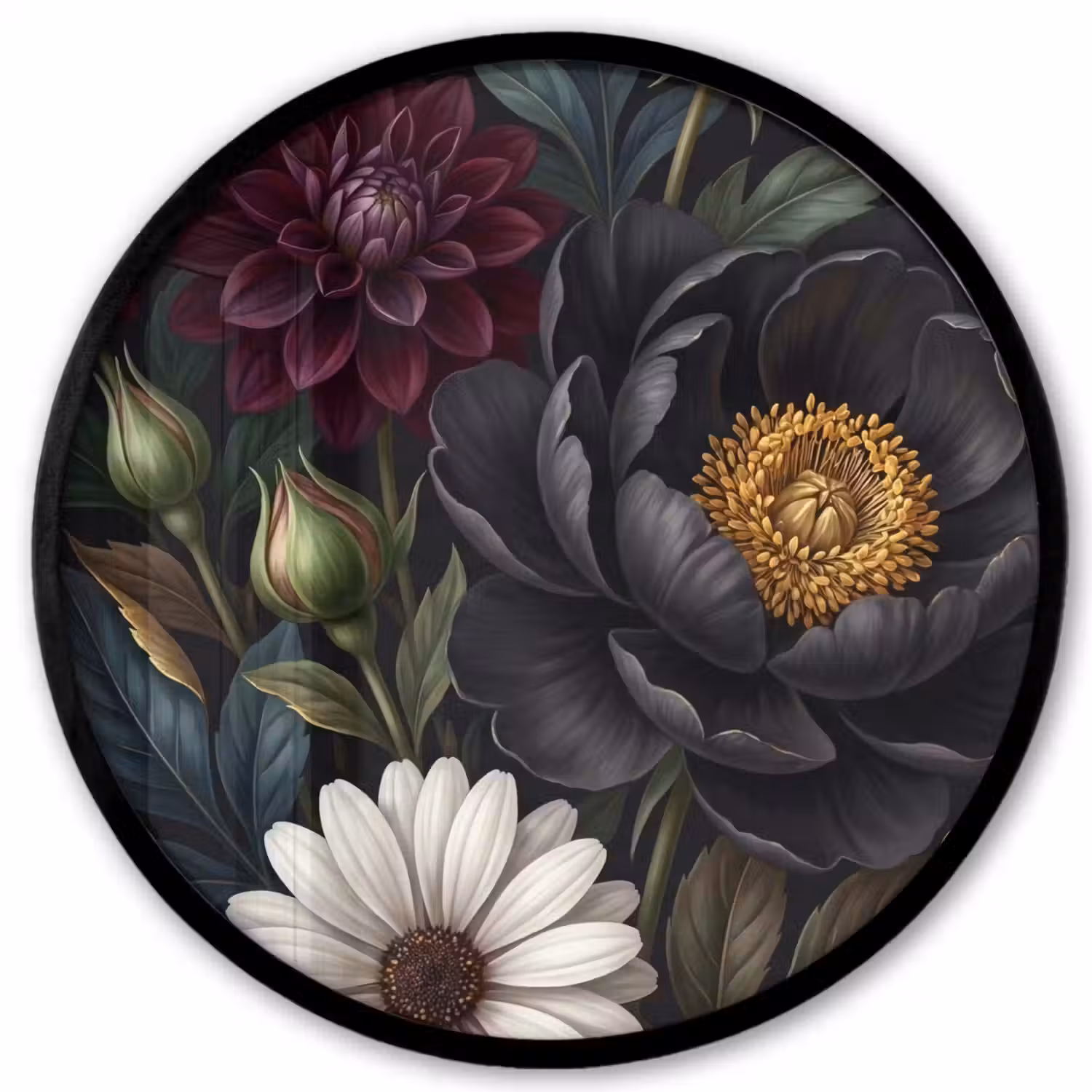 Bloemen - Boeket - Natuur - Klassiek - Weelderig Fotolijst rond zonder passe partout klein -3d