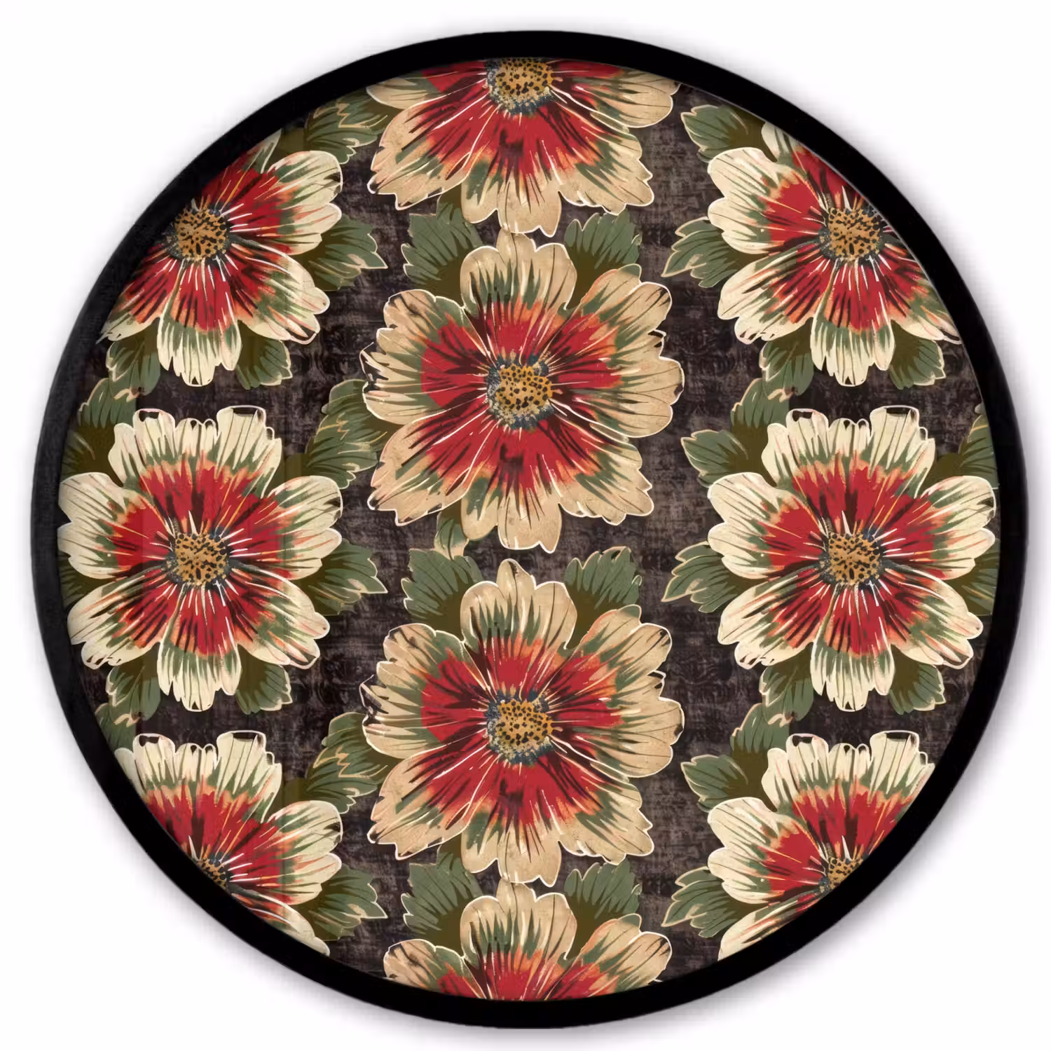 Bloemen - Klassiek - Patroon - Rood Fotolijst rond zonder passe partout klein 856 -3d