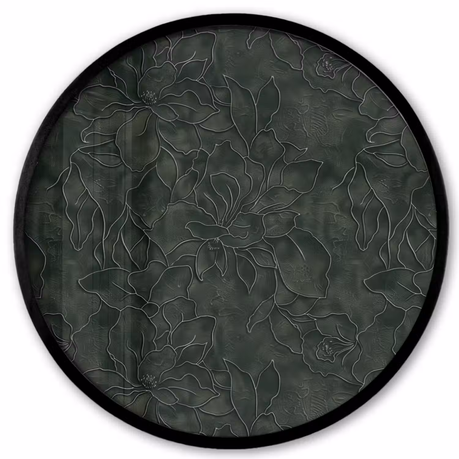 Bloemen - Lijnen - Groen Fotolijst rond zonder passe partout klein 856 -3d