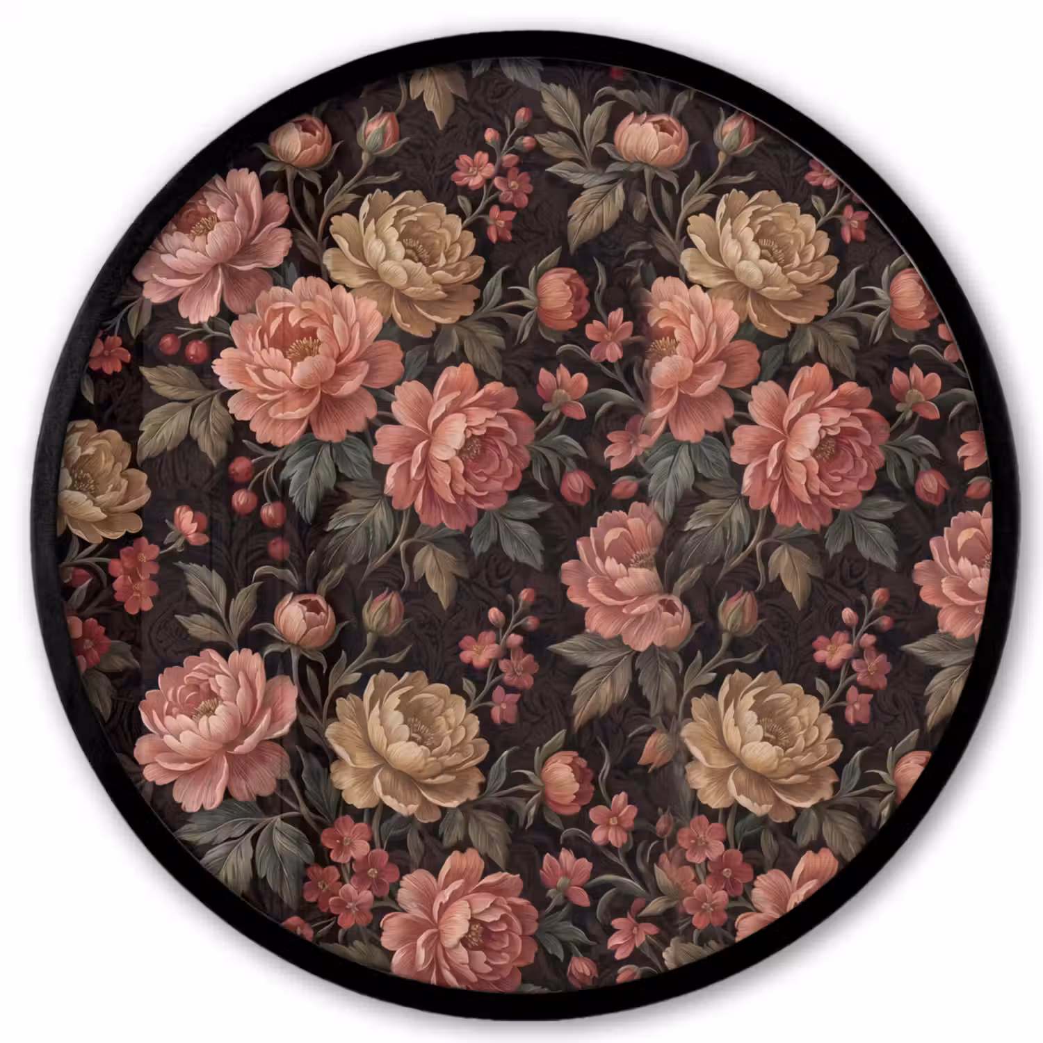 Bloemen - Patroon - Natuur - Vintage - Roze Fotolijst rond zonder passe partout klein -3d