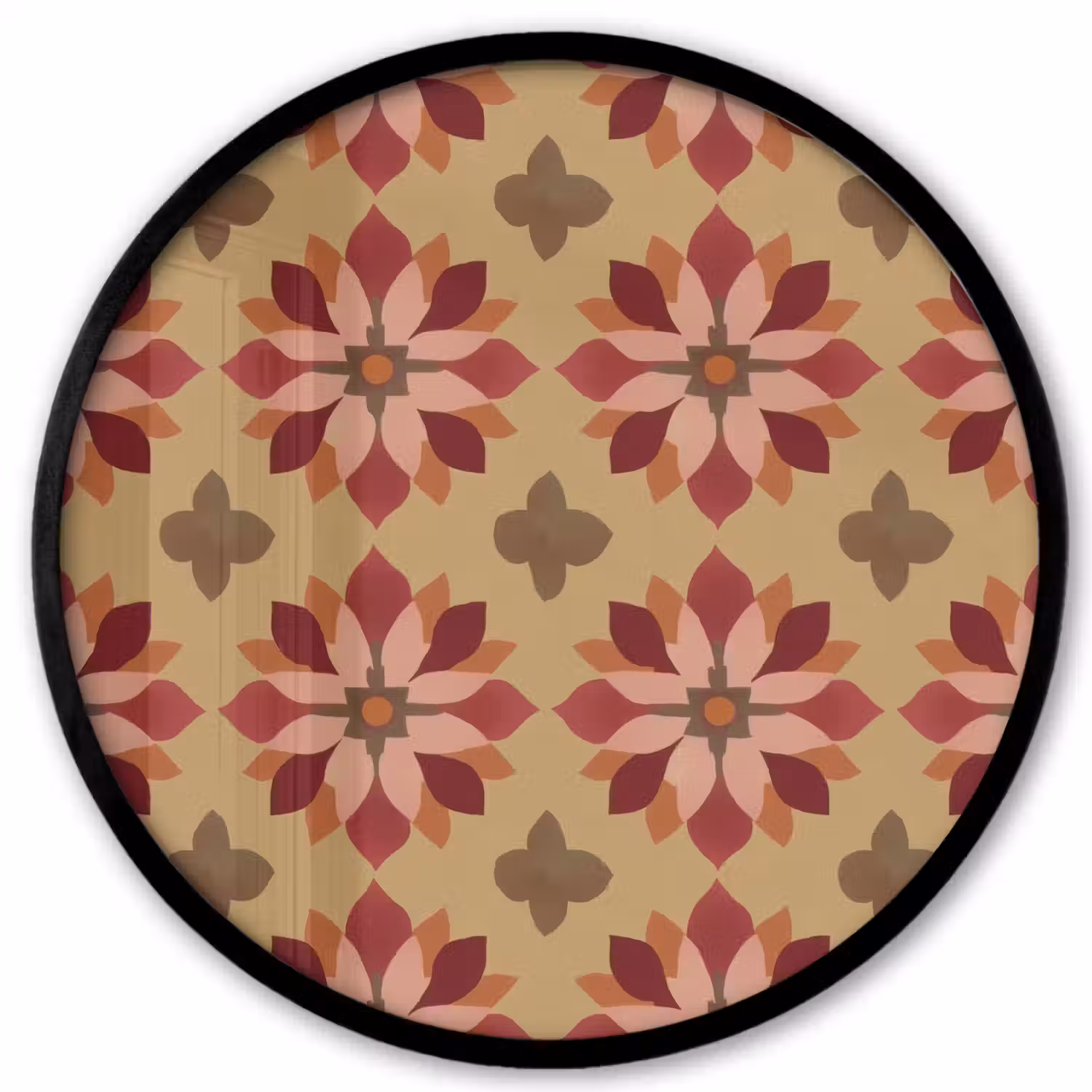 Bloemen - Retro - Groen Fotolijst rond zonder passe partout klein 856 -3d