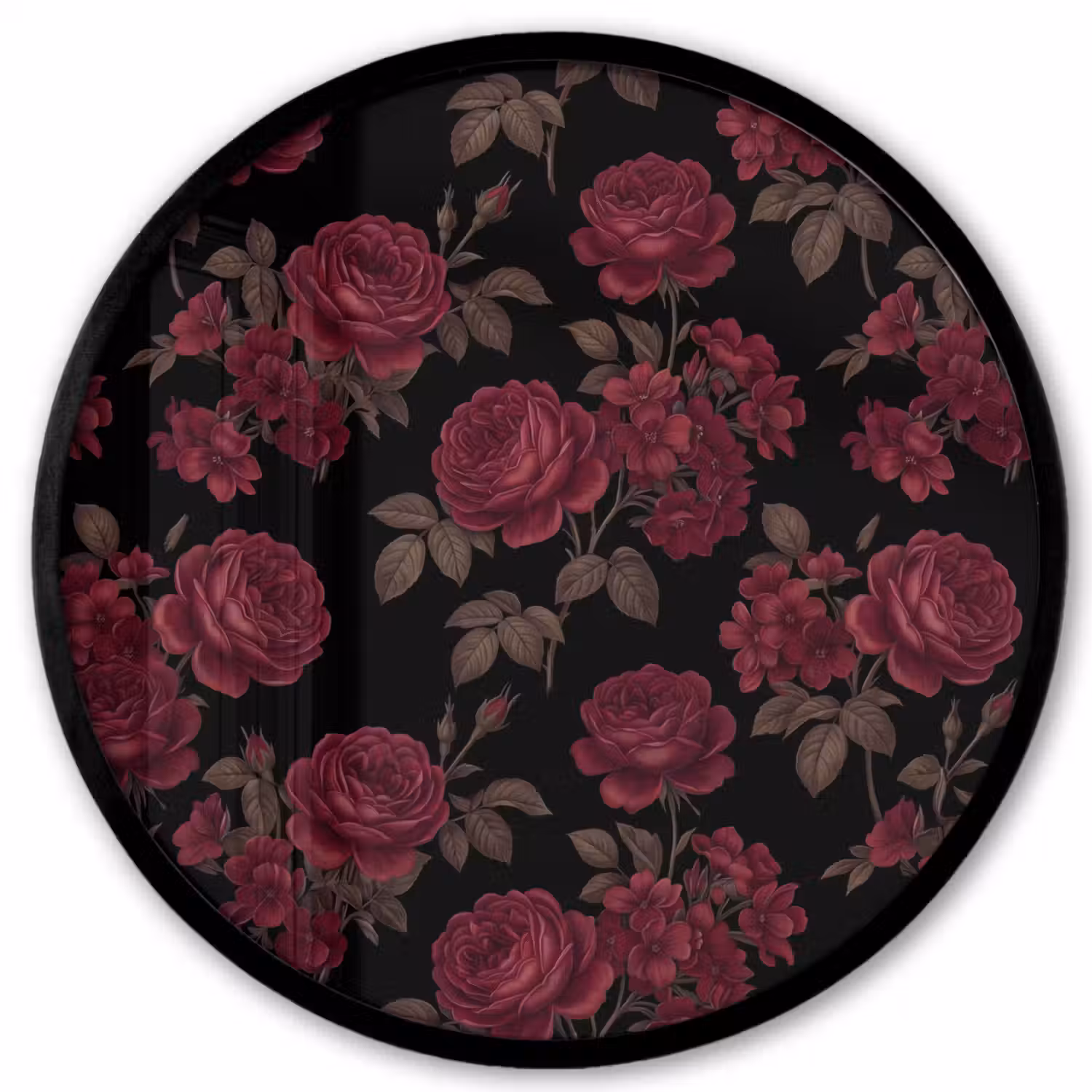 Bloemen - Roos - Patroon - Klassiek - Rood Fotolijst rond zonder passe partout klein -3d