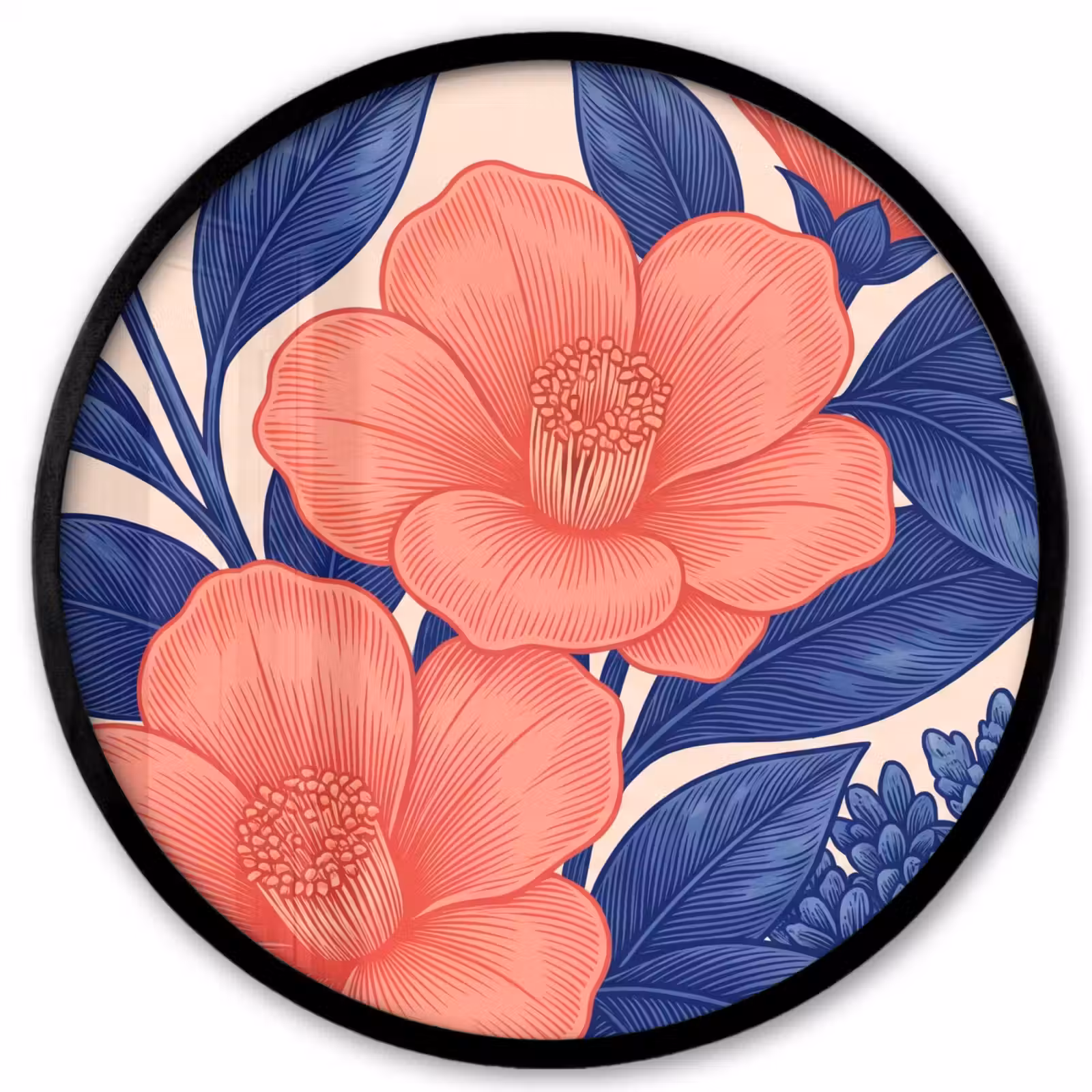 Poster im Rahmen Rund - Blüten – Blätter – Botanik - Bloemen - Bladeren - Botanisch Fotolijst rond zonder passe partout klein