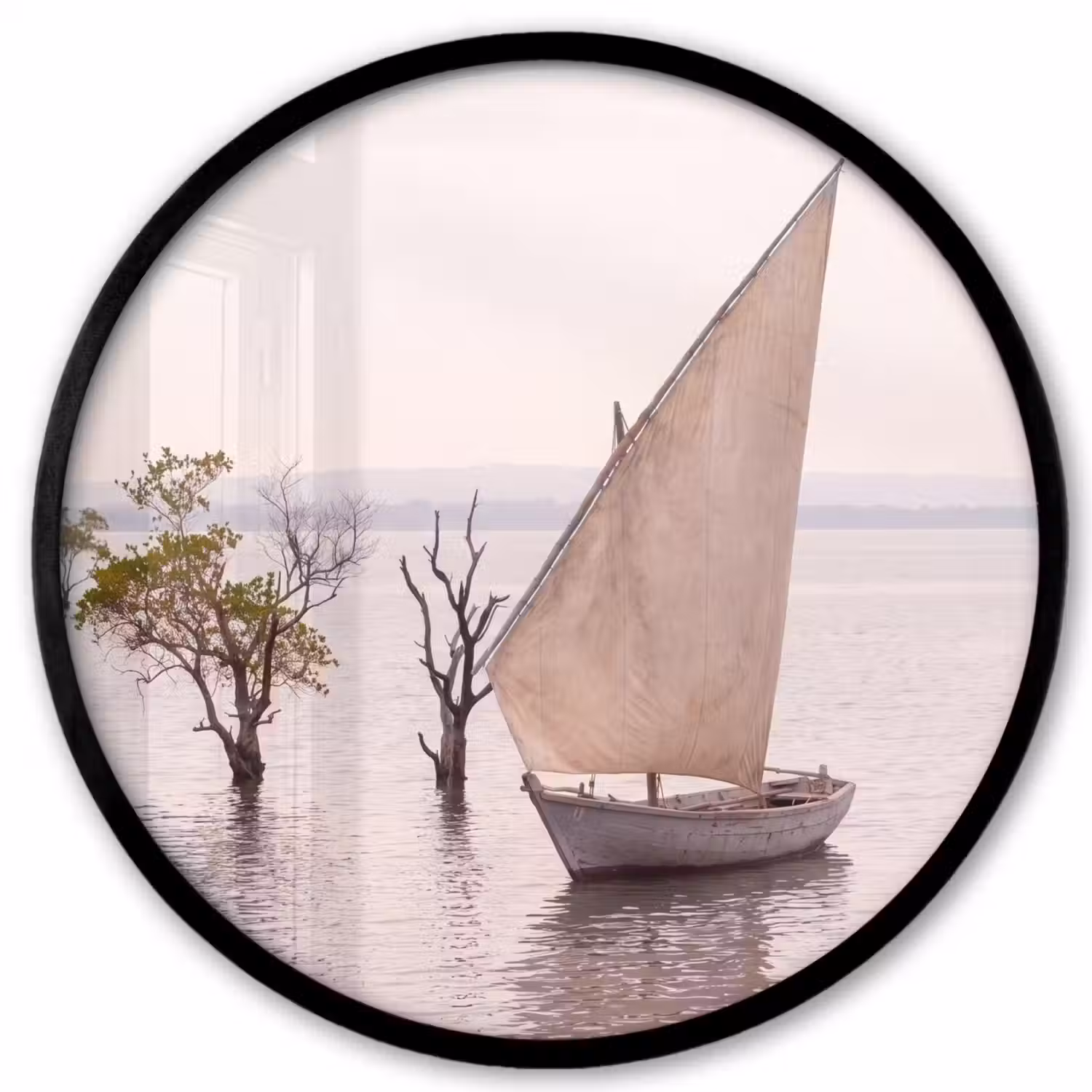 Boot - Zeil - Water - Tropisch - Natuur Fotolijst rond zonder passe partout klein -3d
