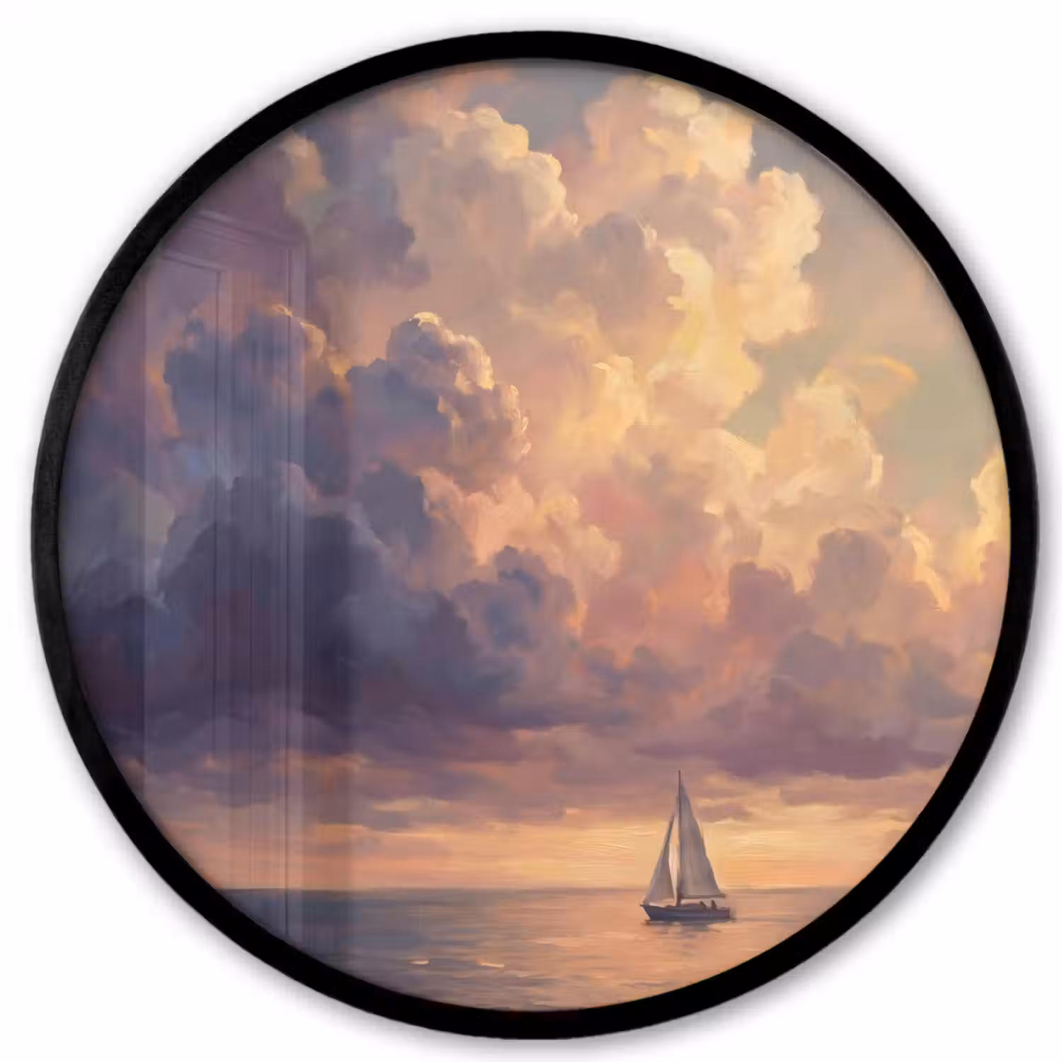 Boot - Zonsondergang - Zee - Natuur - Goud Fotolijst rond zonder passe partout klein -3d