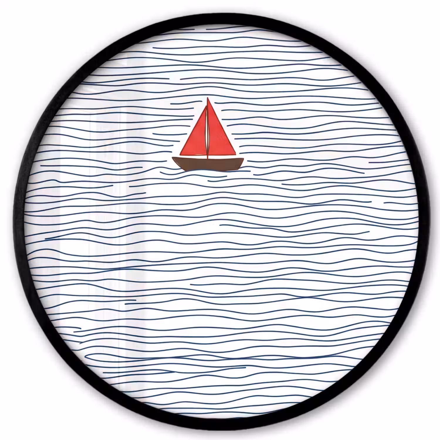 Boot - Water - Rood - Illustratie - Minimalistisch Fotolijst rond zonder passe partout klein -3d