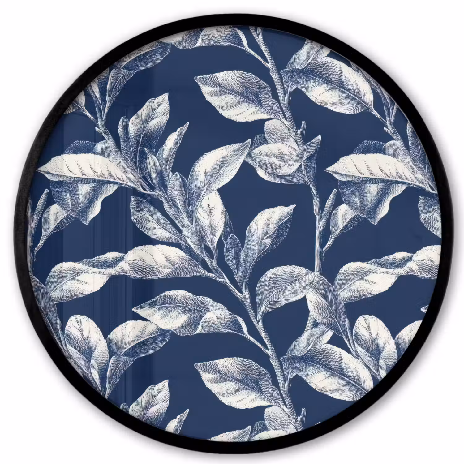 Botanisch - Patroon - Blauw Fotolijst rond zonder passe partout klein 856 -3d