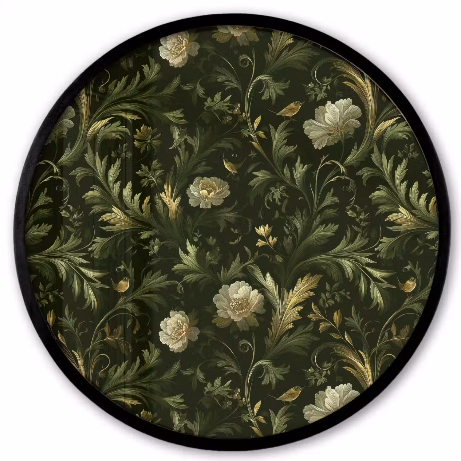 Botanisch - Naadloos - Bloemen Fotolijst rond zonder passe partout klein 856 -3d