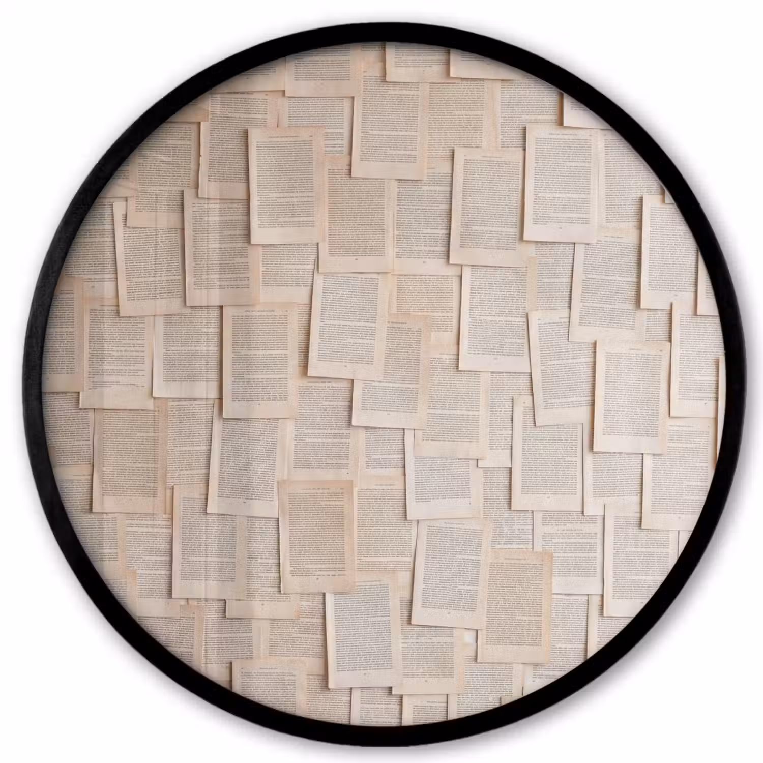 Boekpagina - Collage - Literatuur - Vintage - Beige Fotolijst rond zonder passe partout klein -3d