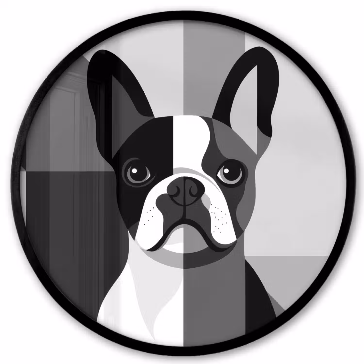Buldog - Zwart - Abstract - Vlakken Fotolijst rond zonder passe partout klein -3d