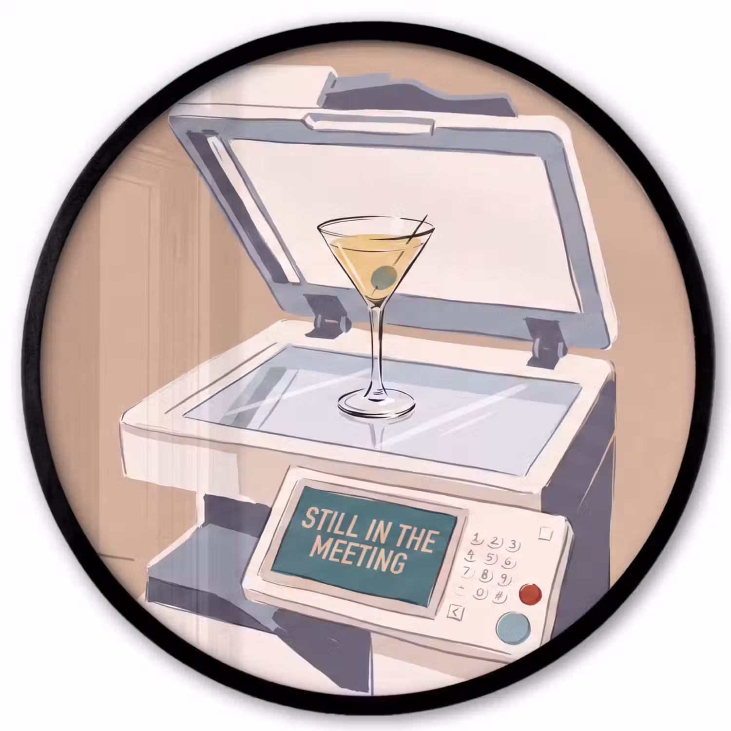 Kantoor - Drank - Humor - Illustratie Fotolijst rond zonder passe partout klein -3d