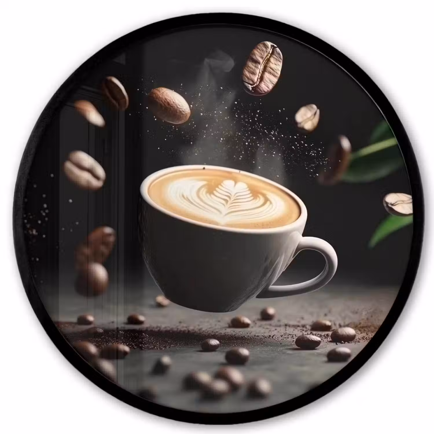 Cappuccino - Kop - Bonen - Bruin Fotolijst rond zonder passe partout klein -3d