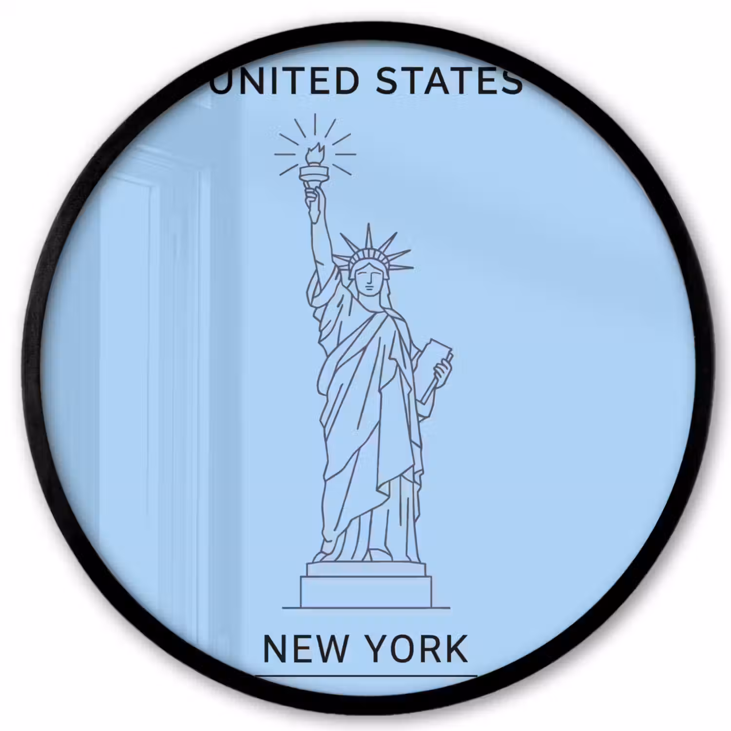 Monument - Vrijheidsbeeld - New York - Minimalistisch - Blauw Fotolijst rond zonder passe partout klein -3d