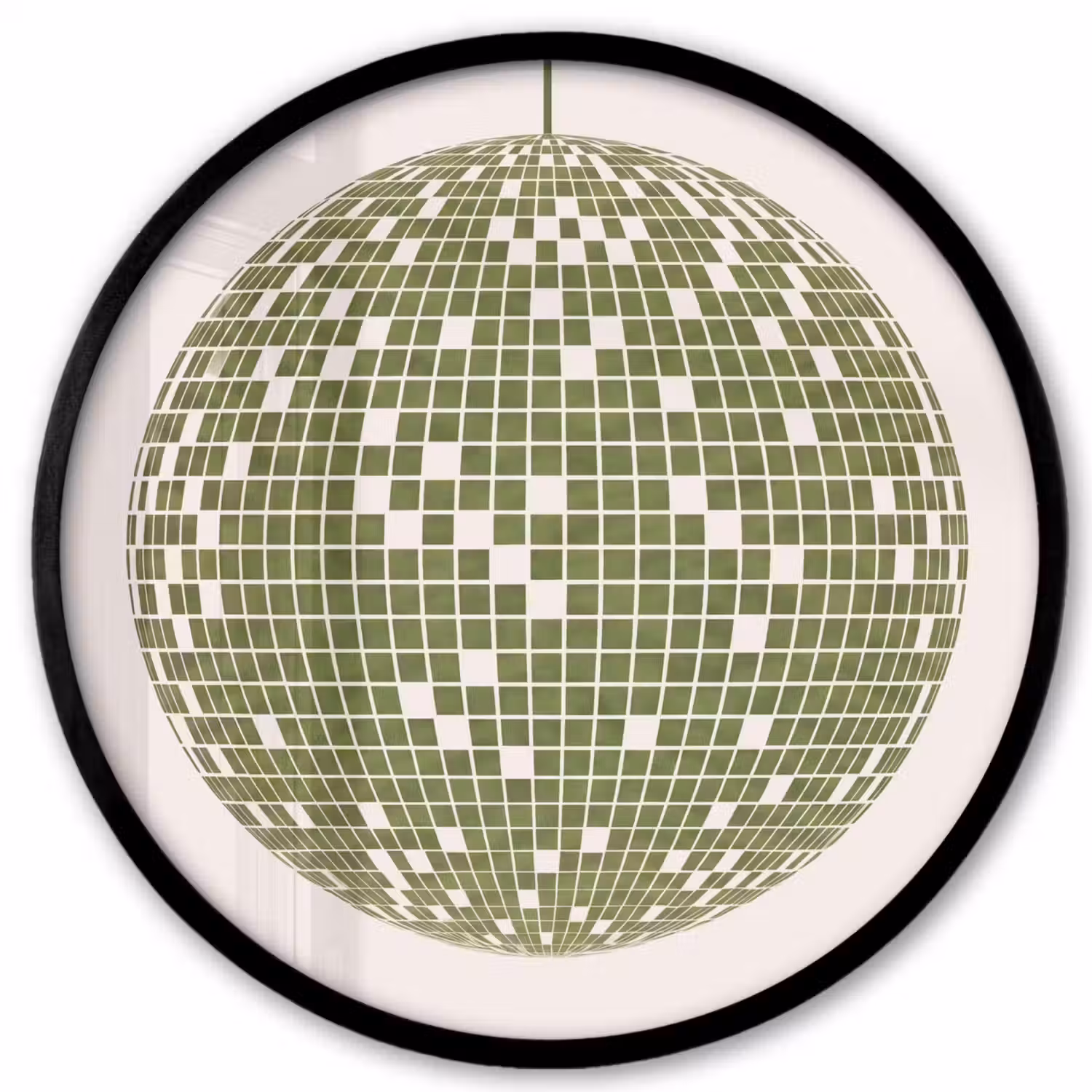 Disco - Bal - Groen - Abstract - Modern Fotolijst rond zonder passe partout klein -3d