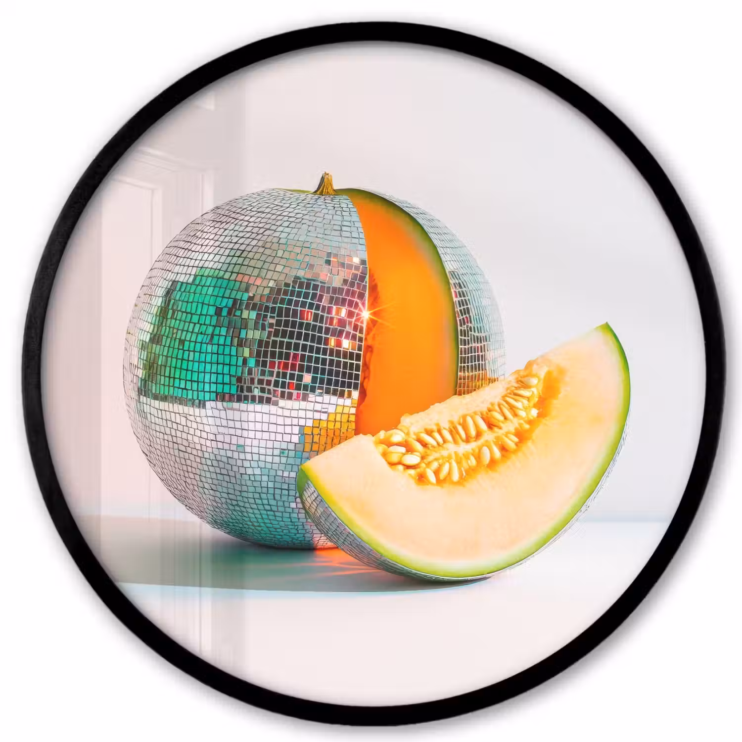 Disco - Discobal - Meloen - Pastel Fotolijst rond zonder passe partout klein -3d