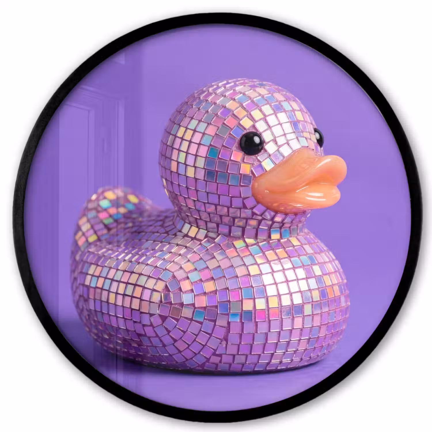 Disco - Eend - Paars Fotolijst rond zonder passe partout klein -3d