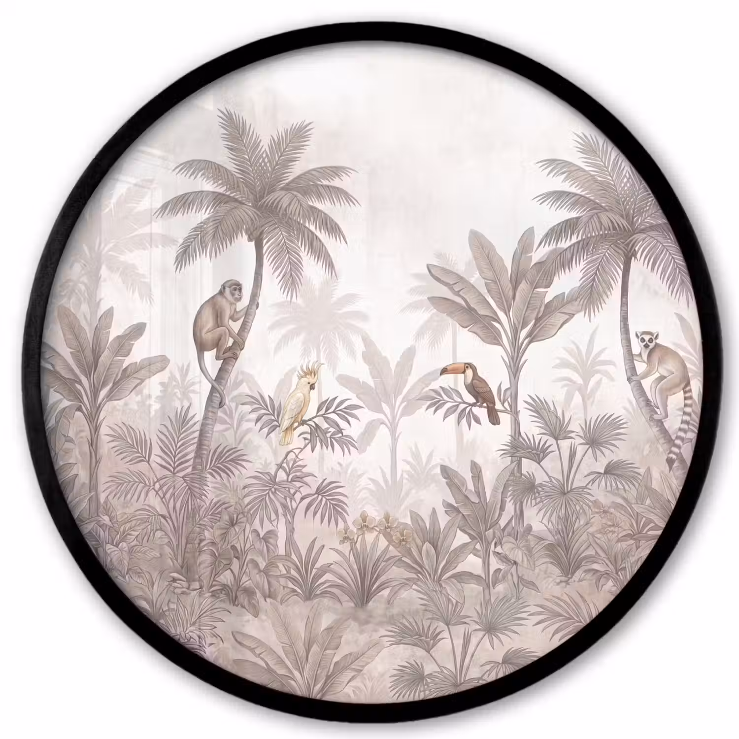 Jungle - Dieren - Palmbomen Fotolijst rond zonder passe partout klein -3d