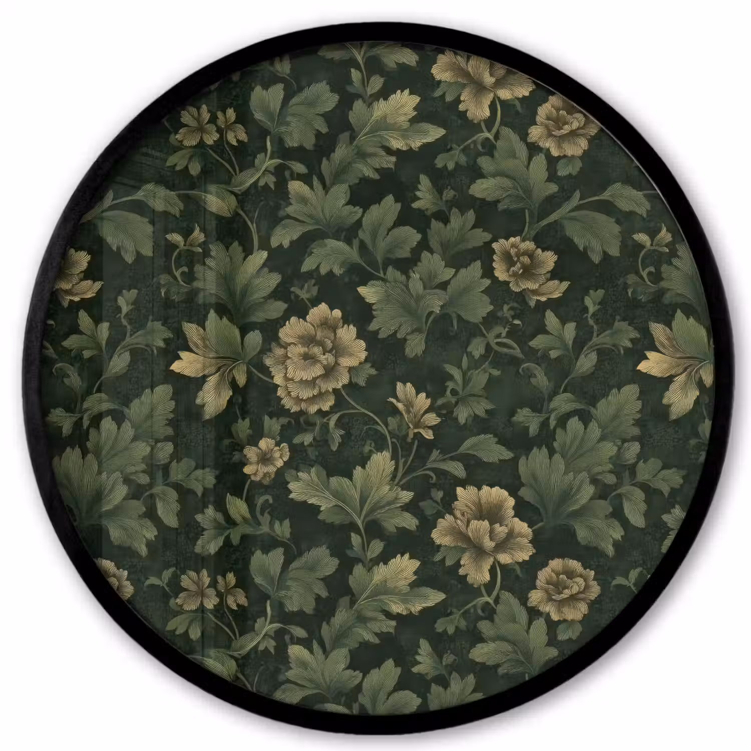 Donker - Groen - Goud - Botanisch Fotolijst rond zonder passe partout klein 856 -3d