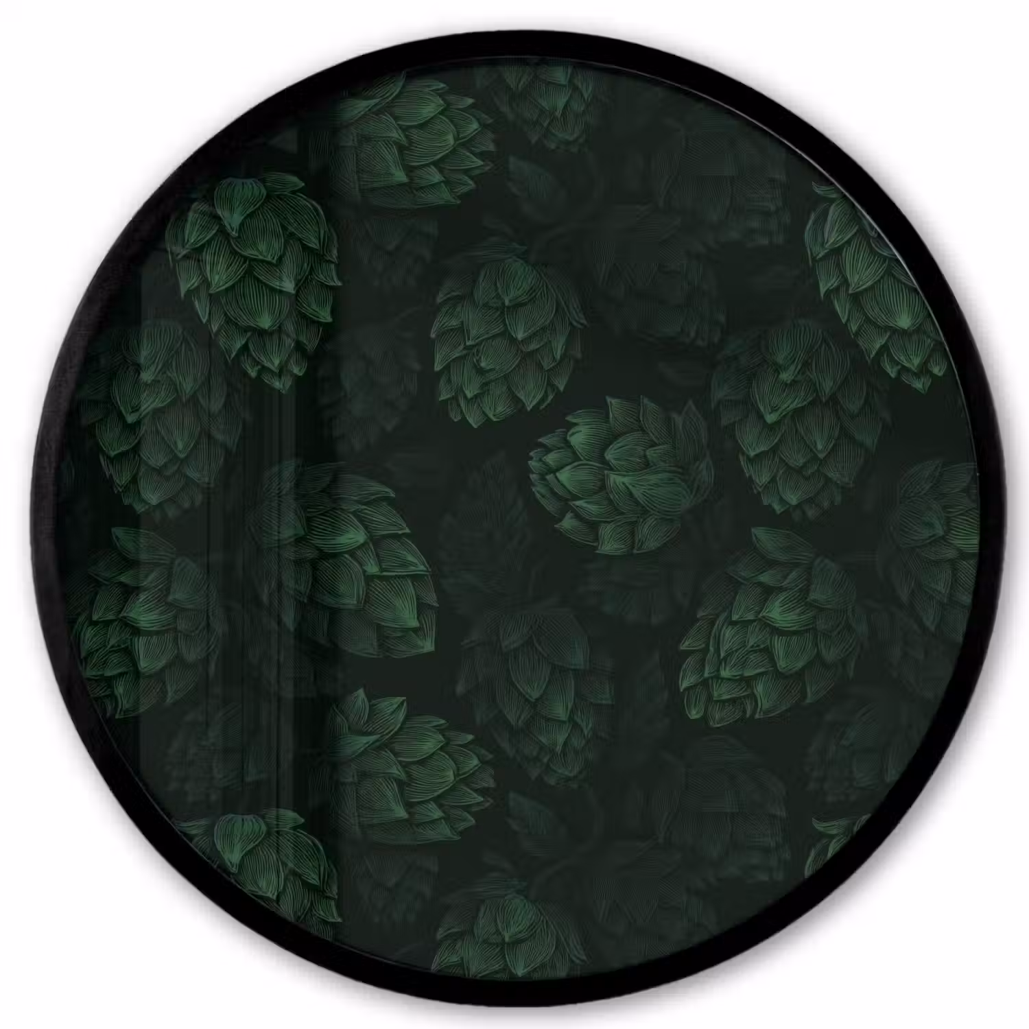 Donker - Groen - Hopbellen - Botanisch - Illustratie Fotolijst rond zonder passe partout klein 856 -3d