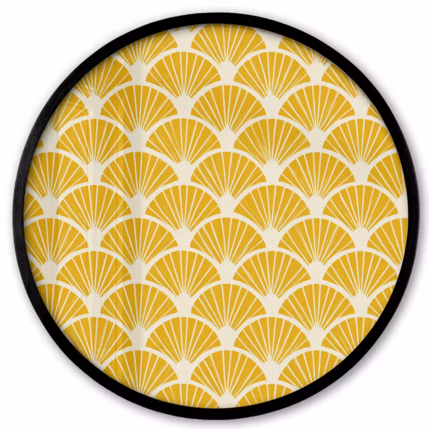 Waaiers - Art Deco - Retro - Okergeel Fotolijst rond zonder passe partout klein 856 -3d