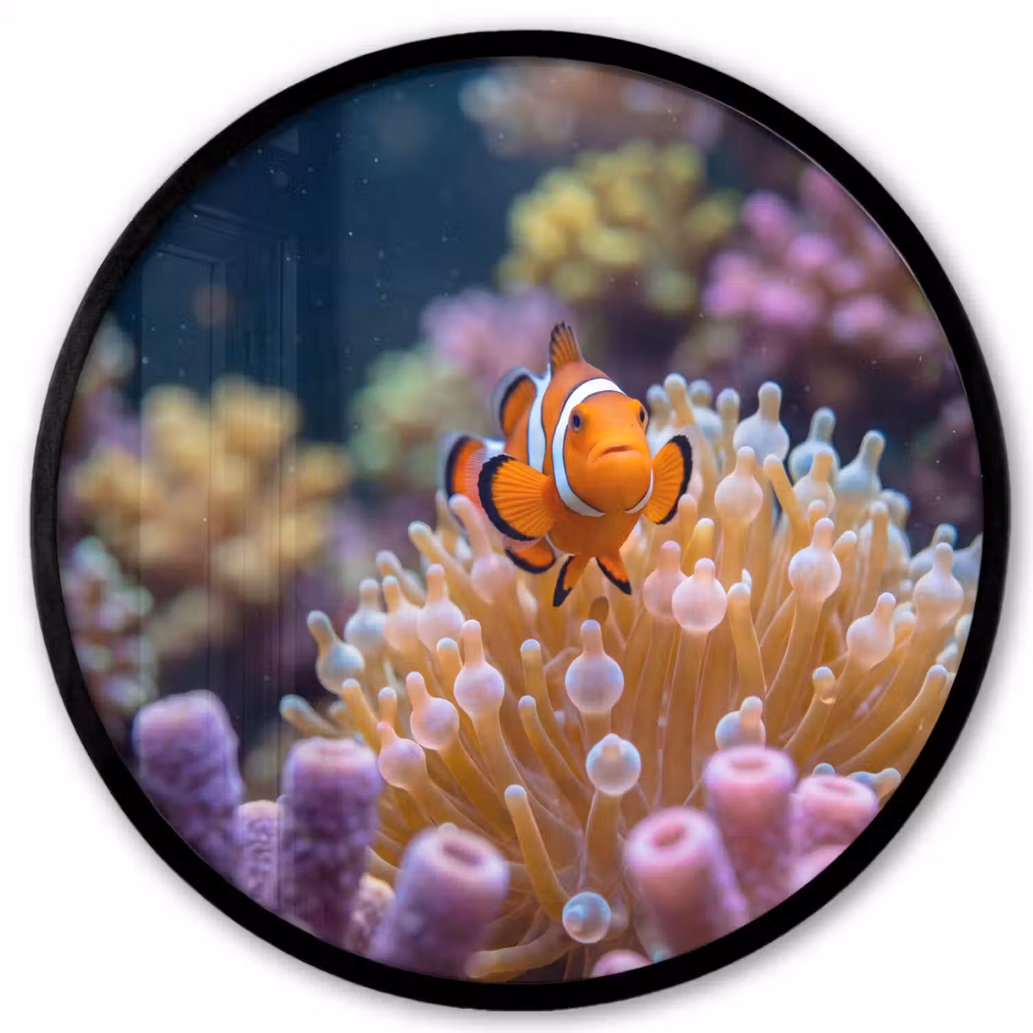 Vis - Koraal - Onderwater - Oranje - Dieren Fotolijst rond zonder passe partout klein -3d