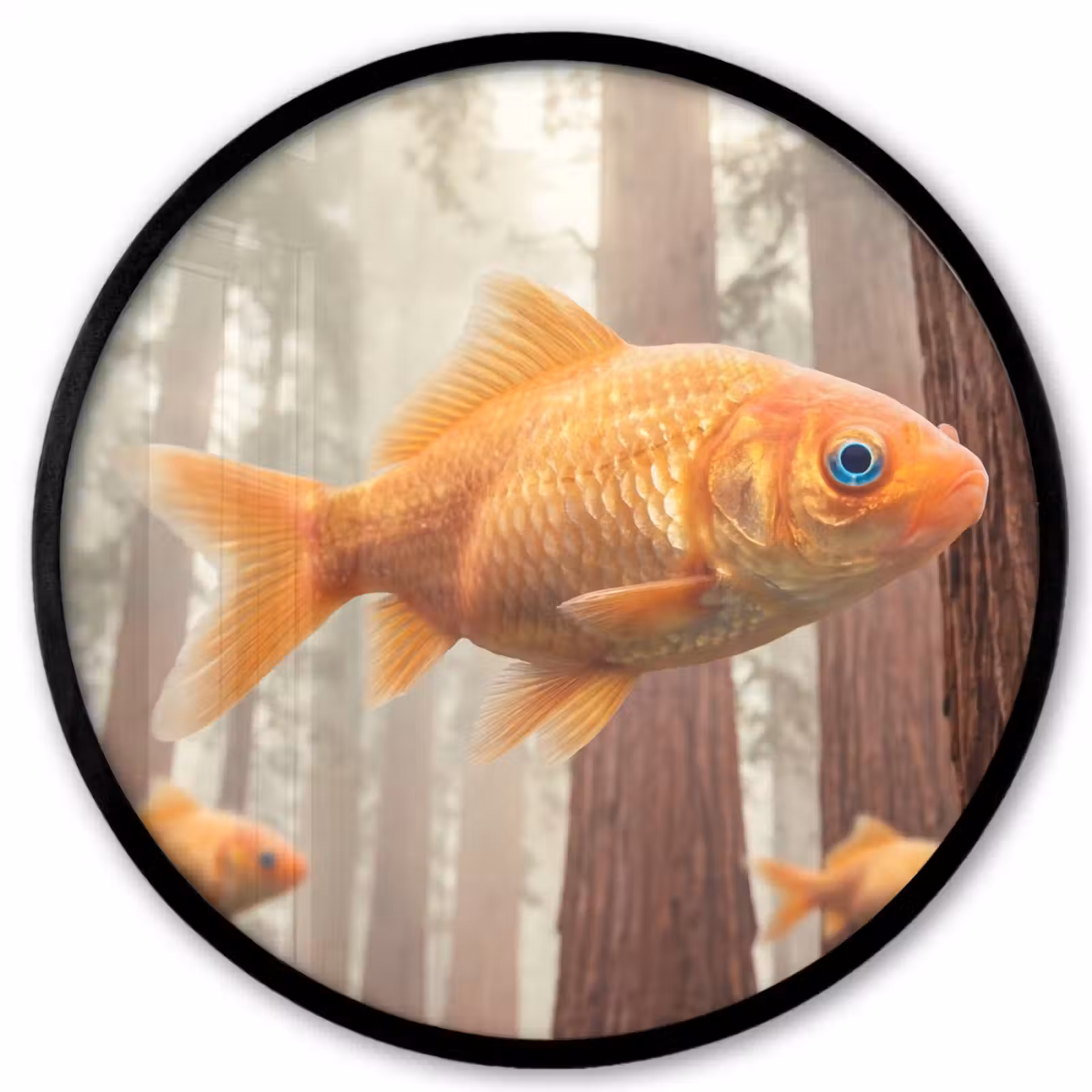 Poster im Rahmen Rund - Fisch – Wald – Fantasie - Vis - Bos - Fantasie Fotolijst rond zonder passe partout klein