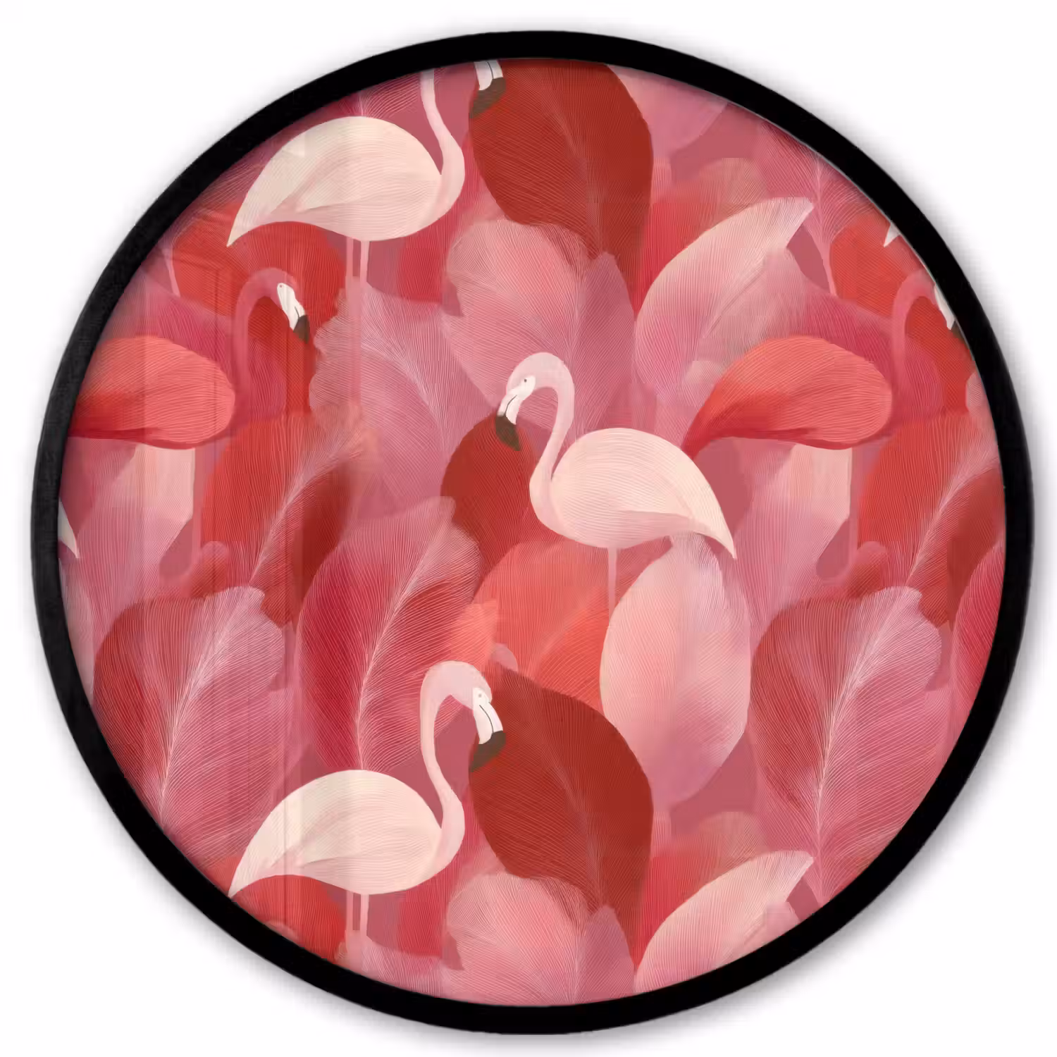 Flamingo - Botanisch - Elegant - Roze - Rood Fotolijst rond zonder passe partout klein 856 -3d