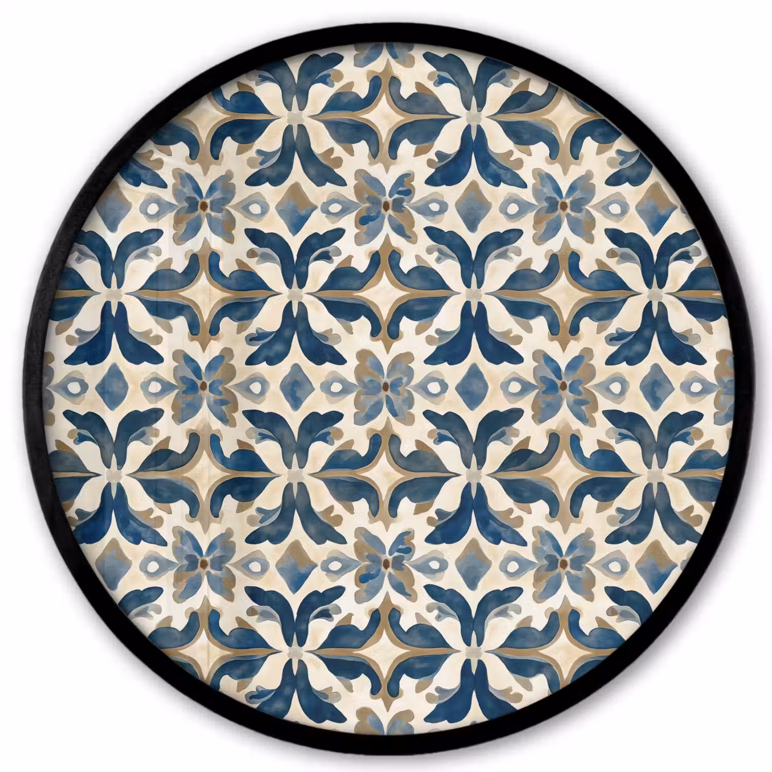 Tegel - Patroon - Blauw - Beige Fotolijst rond zonder passe partout klein 856 -3d