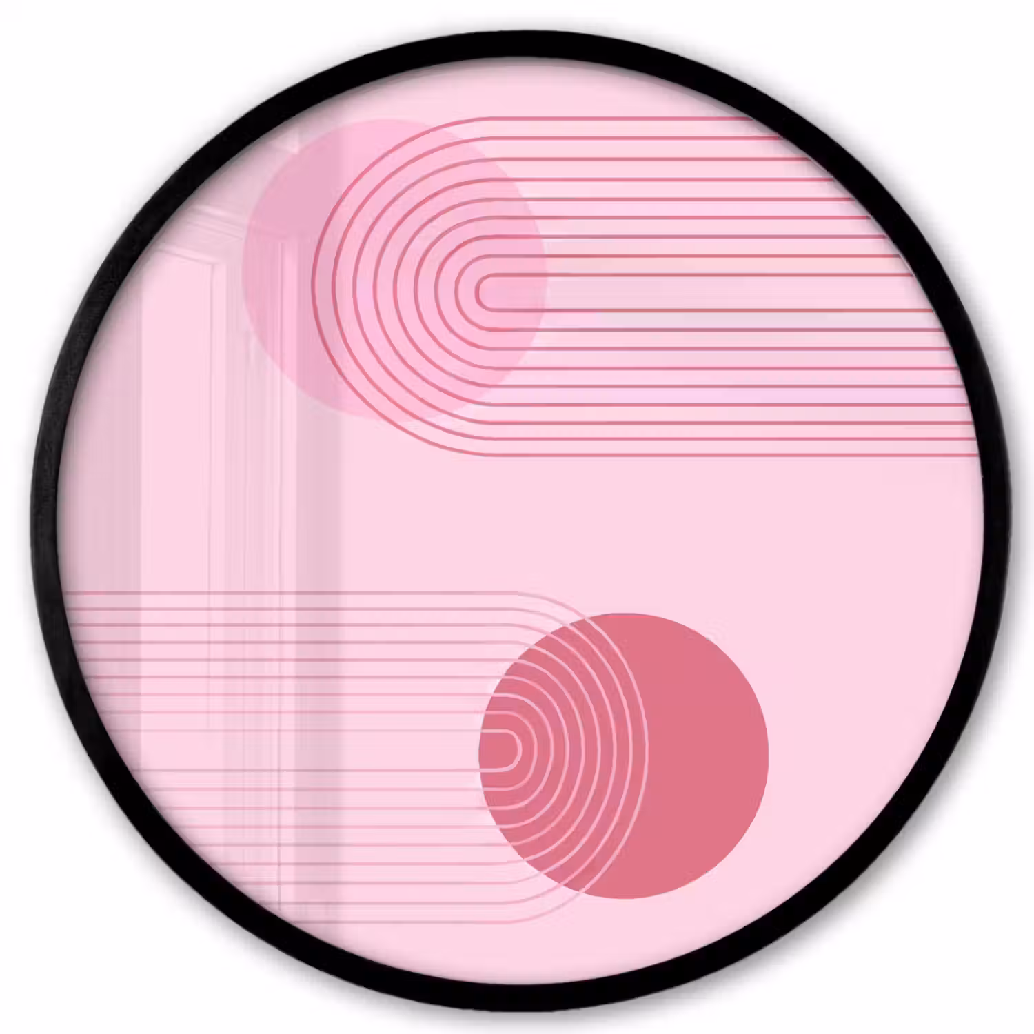 Vormen - Lijnen - Minimalistisch - Roze Fotolijst rond zonder passe partout klein -3d