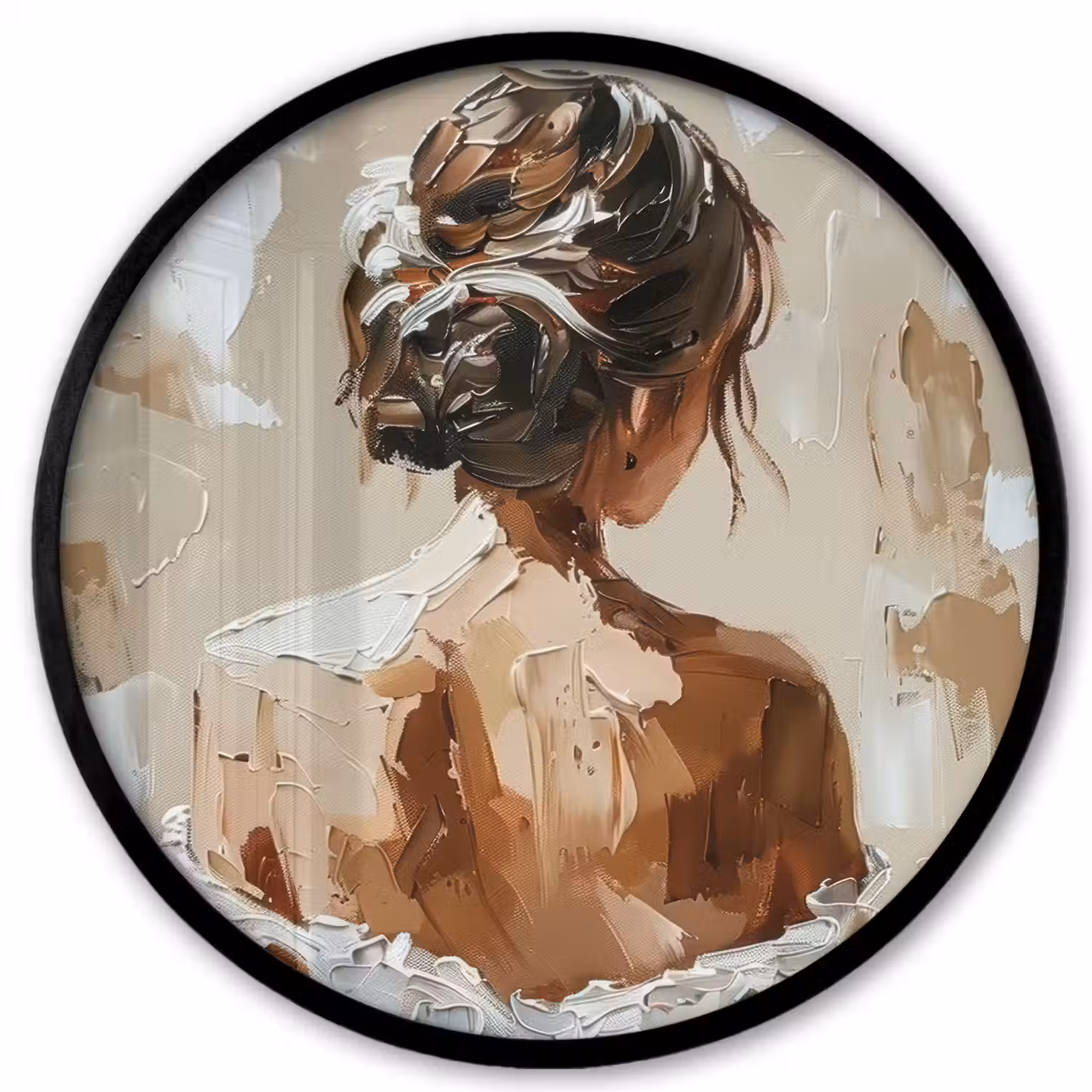 Vrouw - Verf - Abstract - Beige - Modern Fotolijst rond zonder passe partout klein -3d