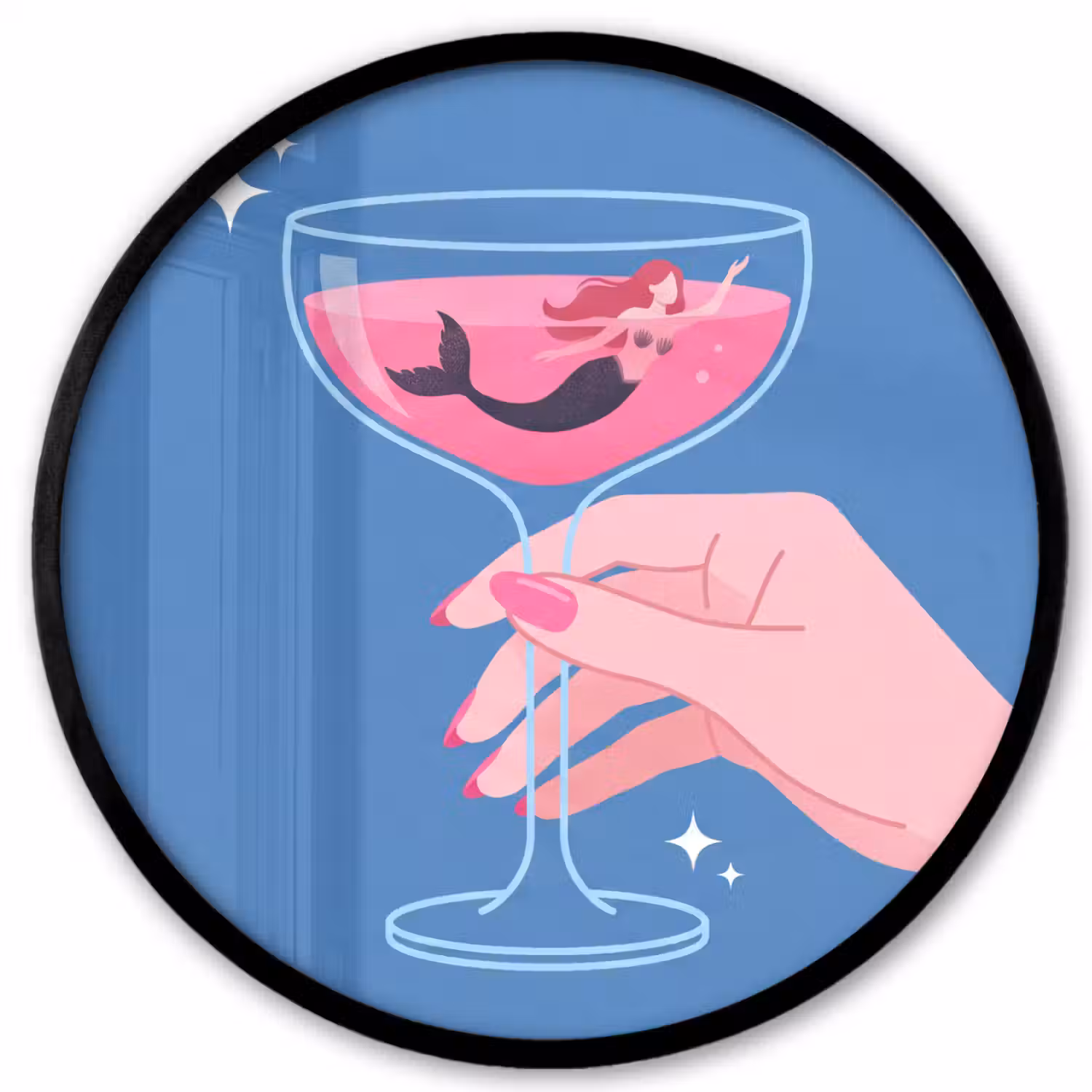 Vrouw - Glas - Abstract - Roze - Blauw Fotolijst rond zonder passe partout klein -3d