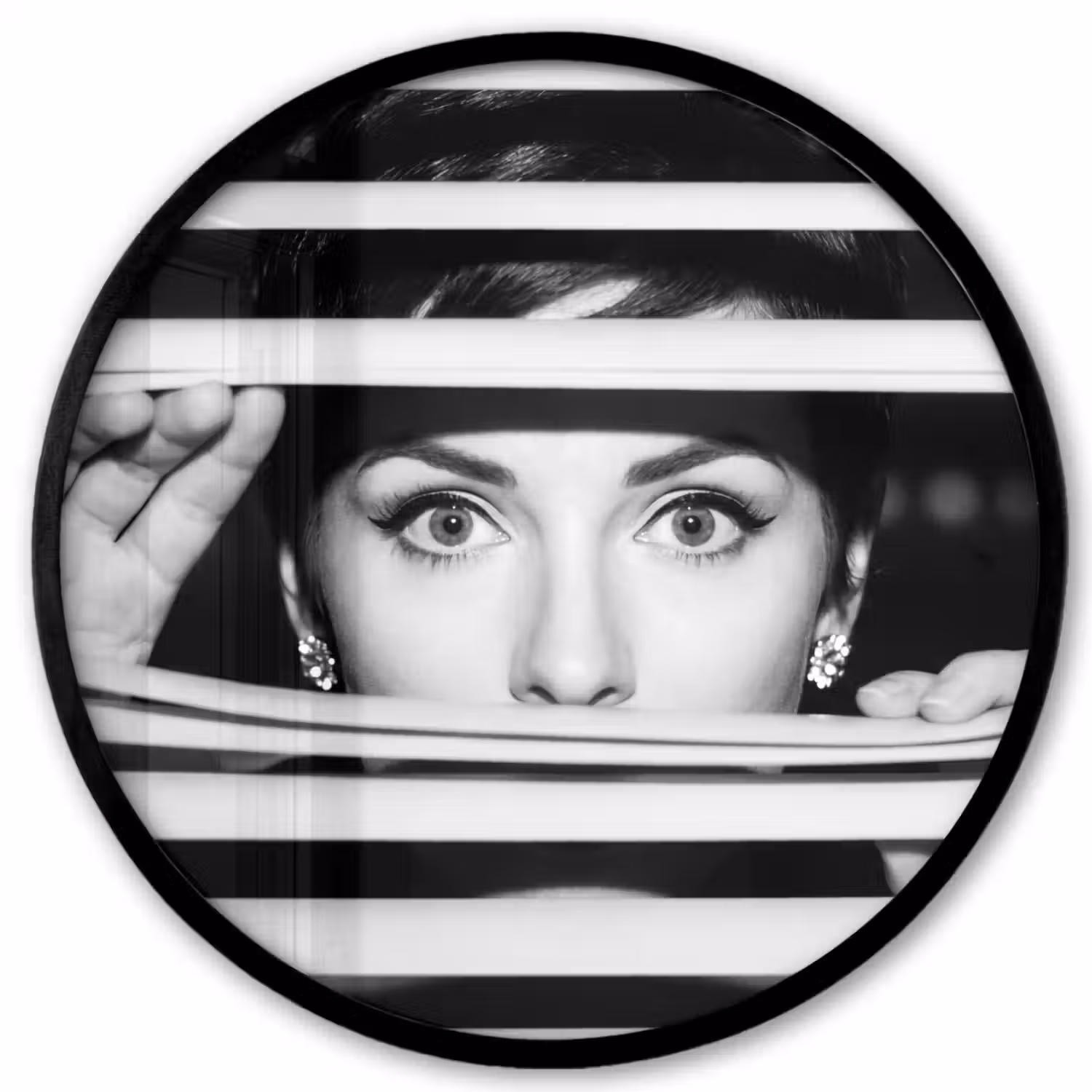 Vrouw - Jaloezieën - Portret - Zwart-wit Fotolijst rond zonder passe partout klein -3d