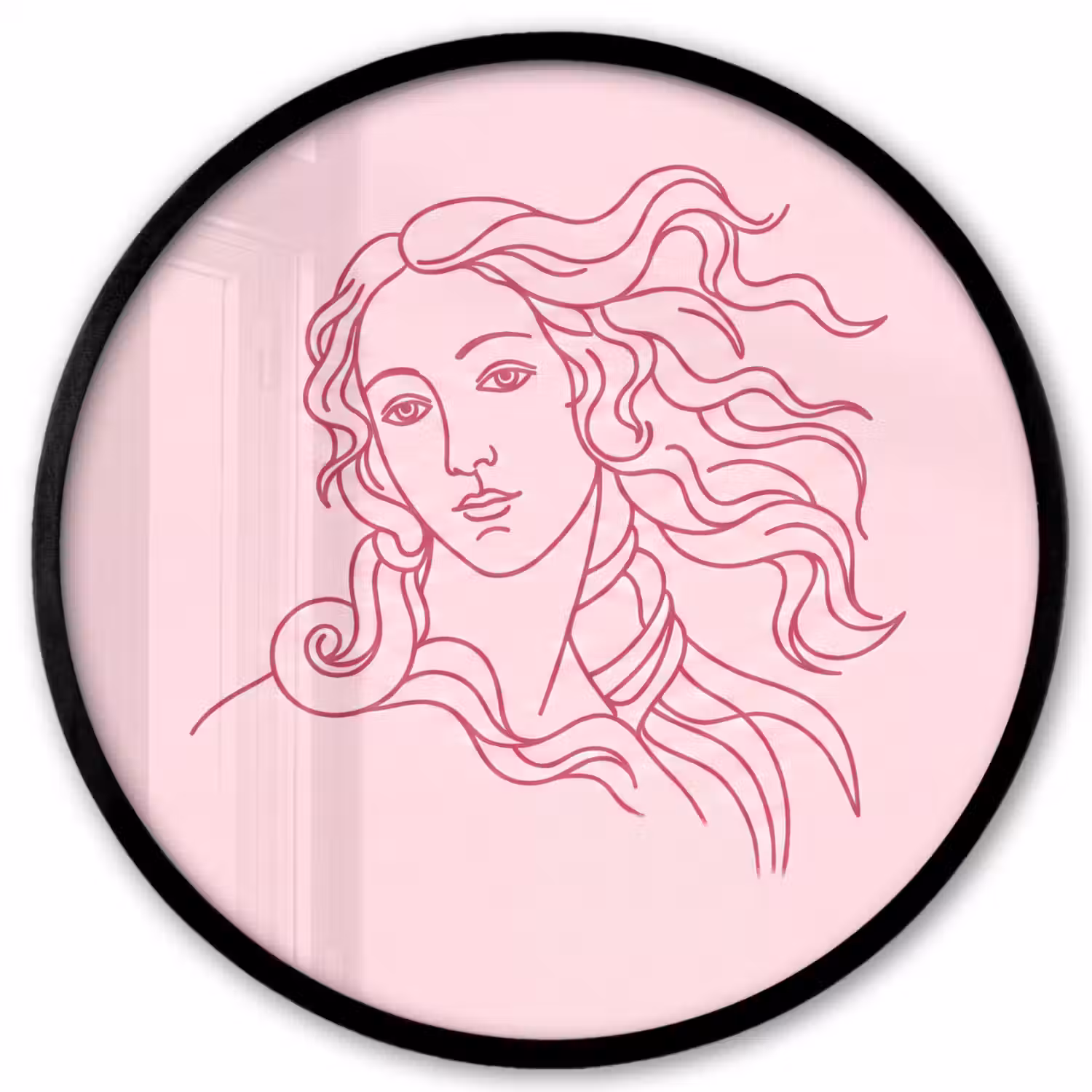 Vrouw - Portret - Klassiek - Line-art - Roze Fotolijst rond zonder passe partout klein -3d