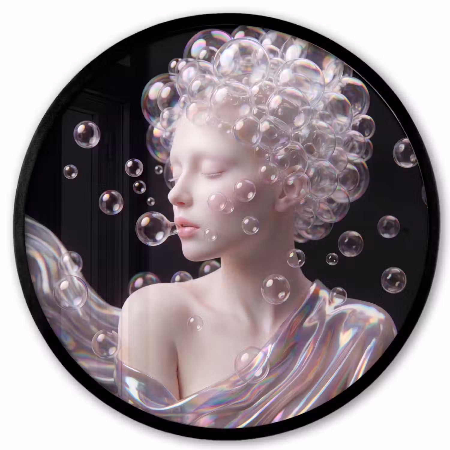 Vrouw - Bellen - Abstract - Kleurrijk Fotolijst rond zonder passe partout klein -3d