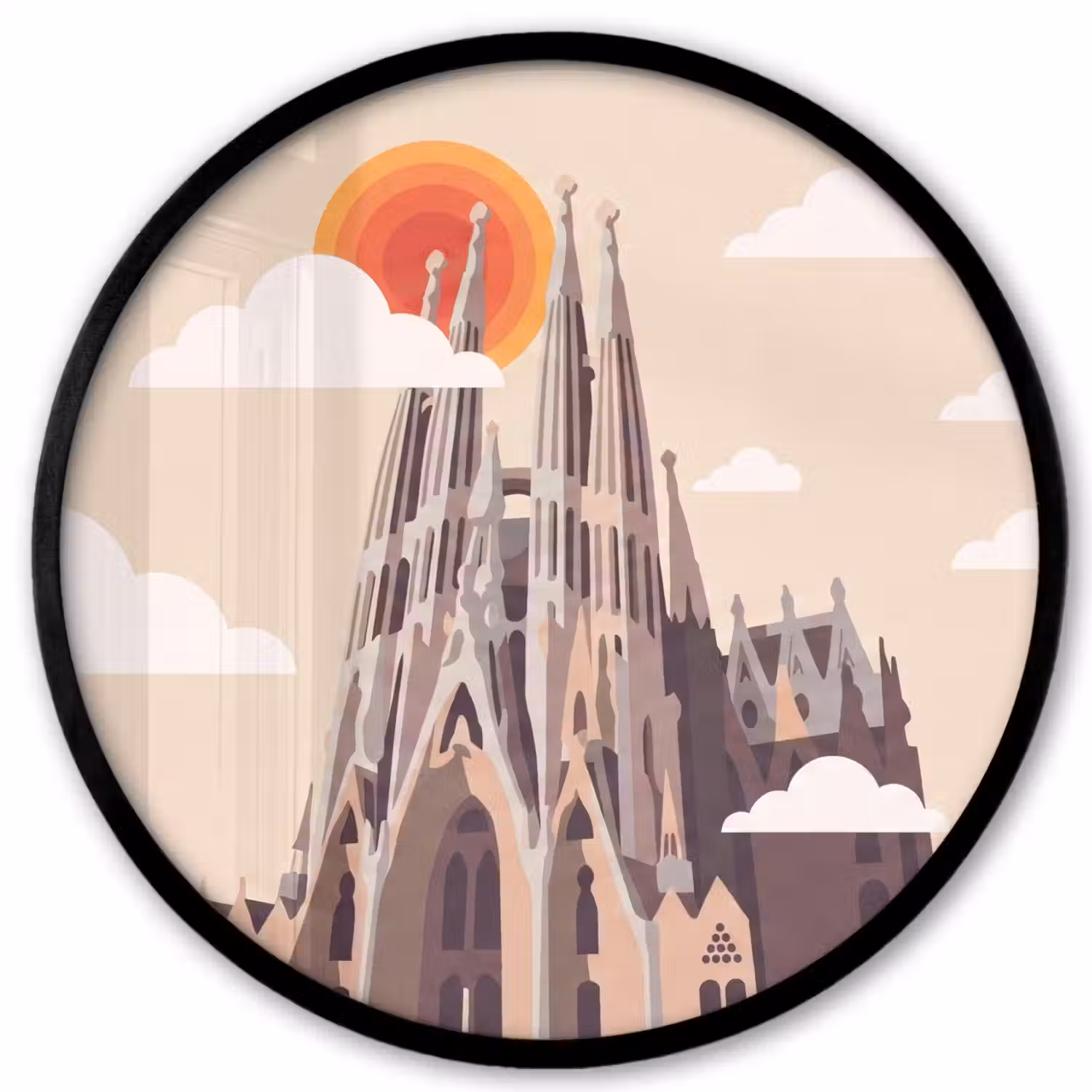 Gebouw - Torens - Architectuur - Abstract - Zonsondergang Fotolijst rond zonder passe partout klein -3d