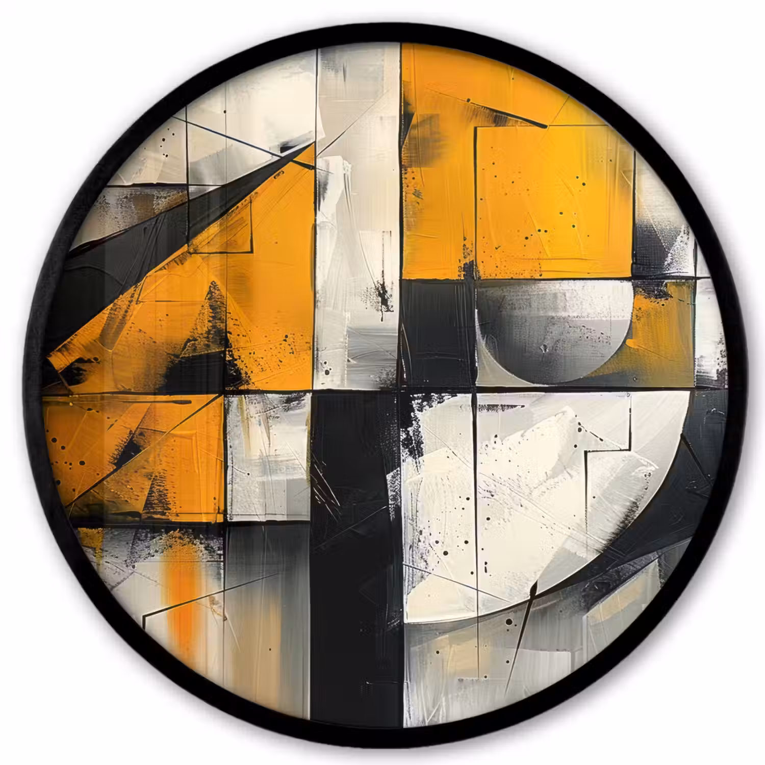 Geel - Abstract - Modern - Vormen Fotolijst rond zonder passe partout klein -3d