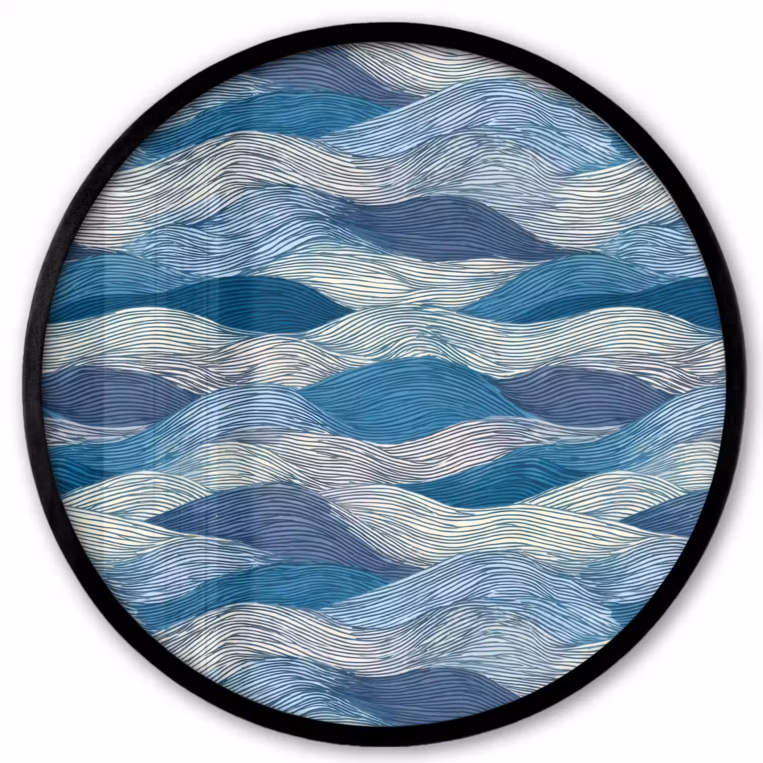 Getekend - Blauw - Wit - Golvend - Streepjes Fotolijst rond zonder passe partout klein 856 -3d