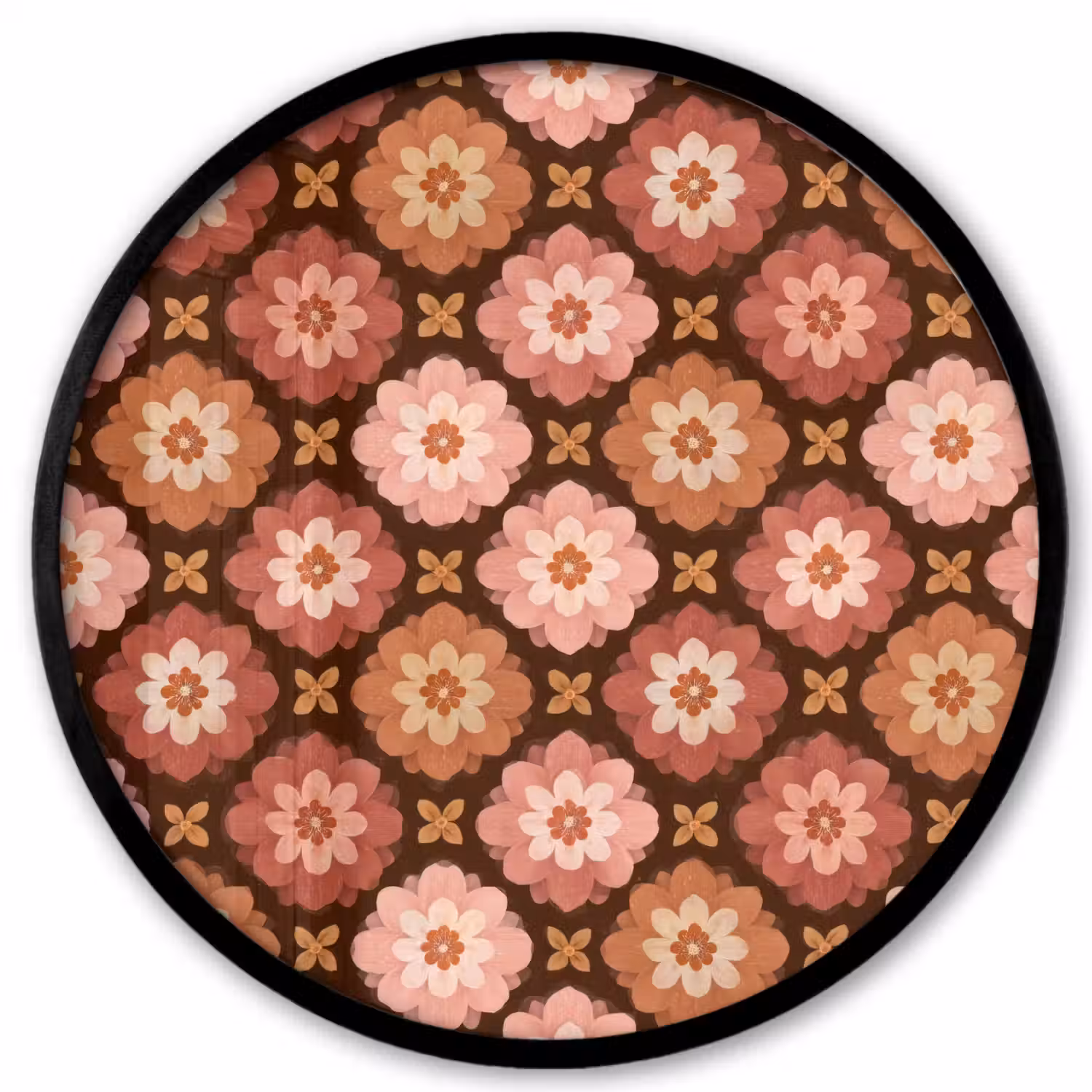 Geometrisch - Bloemen - Kleurrijk Fotolijst rond zonder passe partout klein 856 -3d